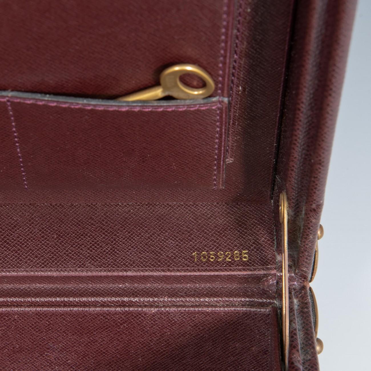 Brass Louis Vuitton Burgundy Leather Attaché Case