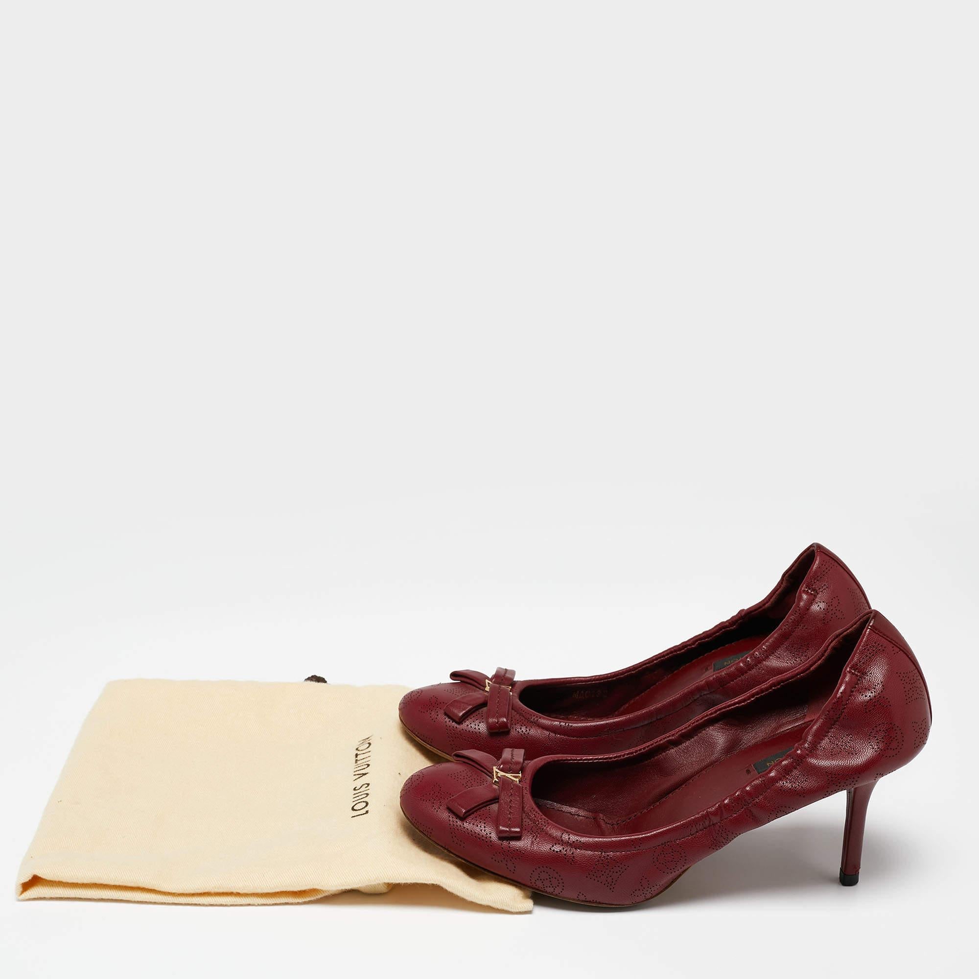 Louis Vuitton Burgundy Leather Bow Fiance Pumps Size 36.5 5