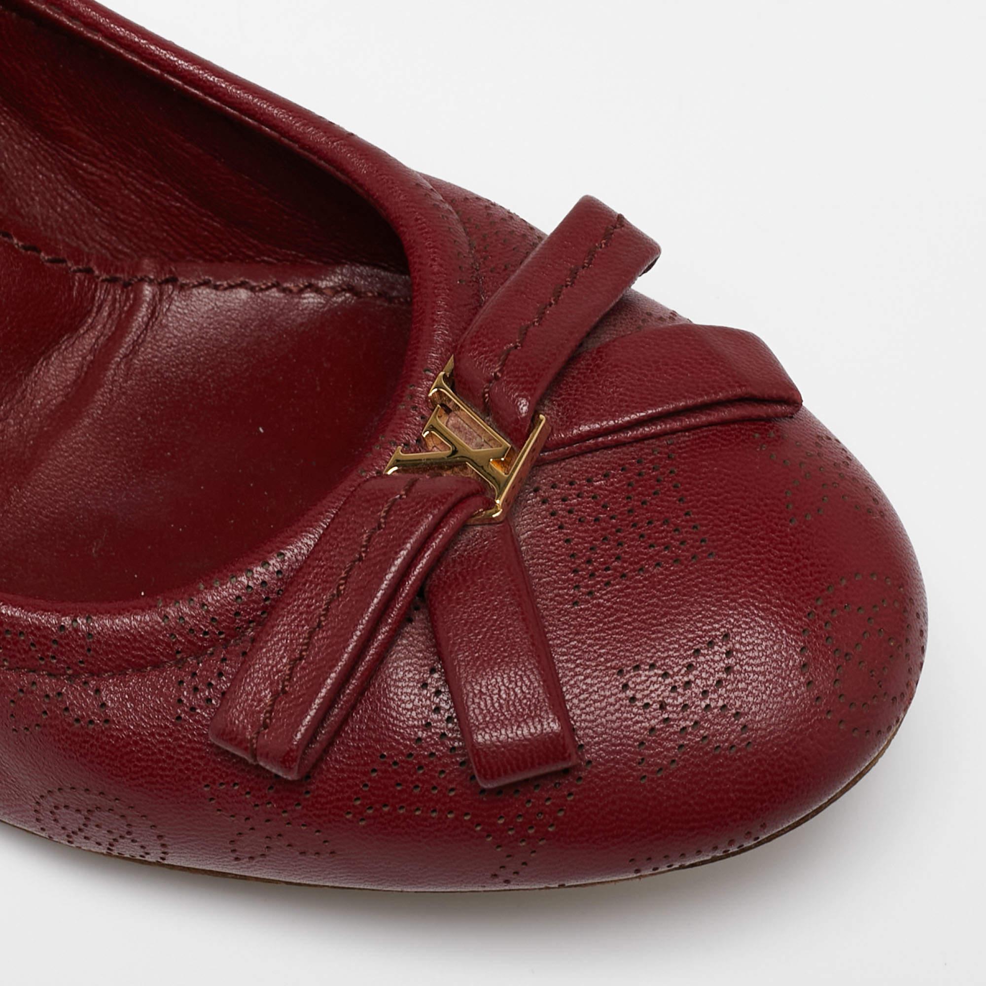Louis Vuitton Burgundy Leather Bow Fiance Pumps Size 36.5 2