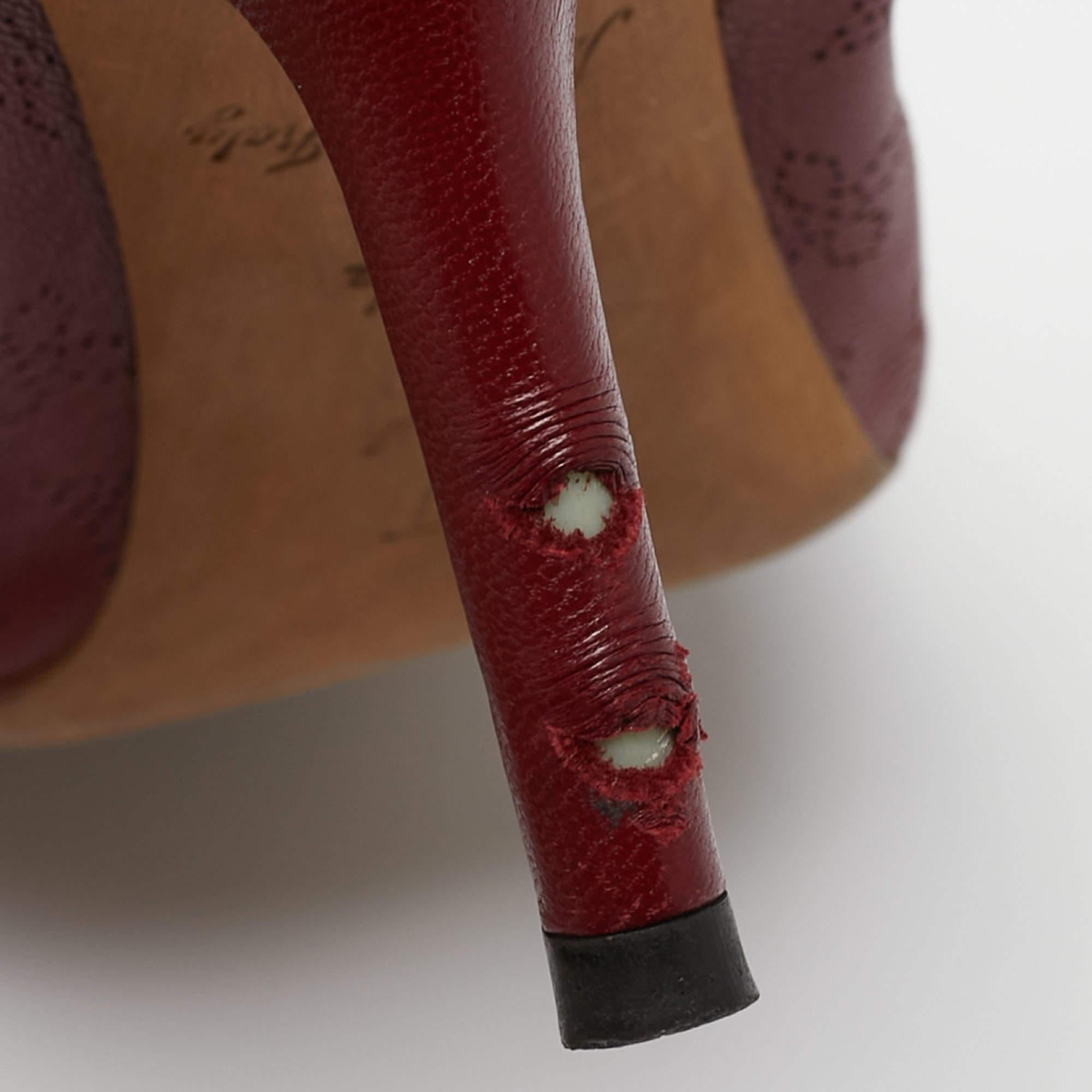 Louis Vuitton Burgundy Leather Bow Fiance Pumps Size 36.5 4