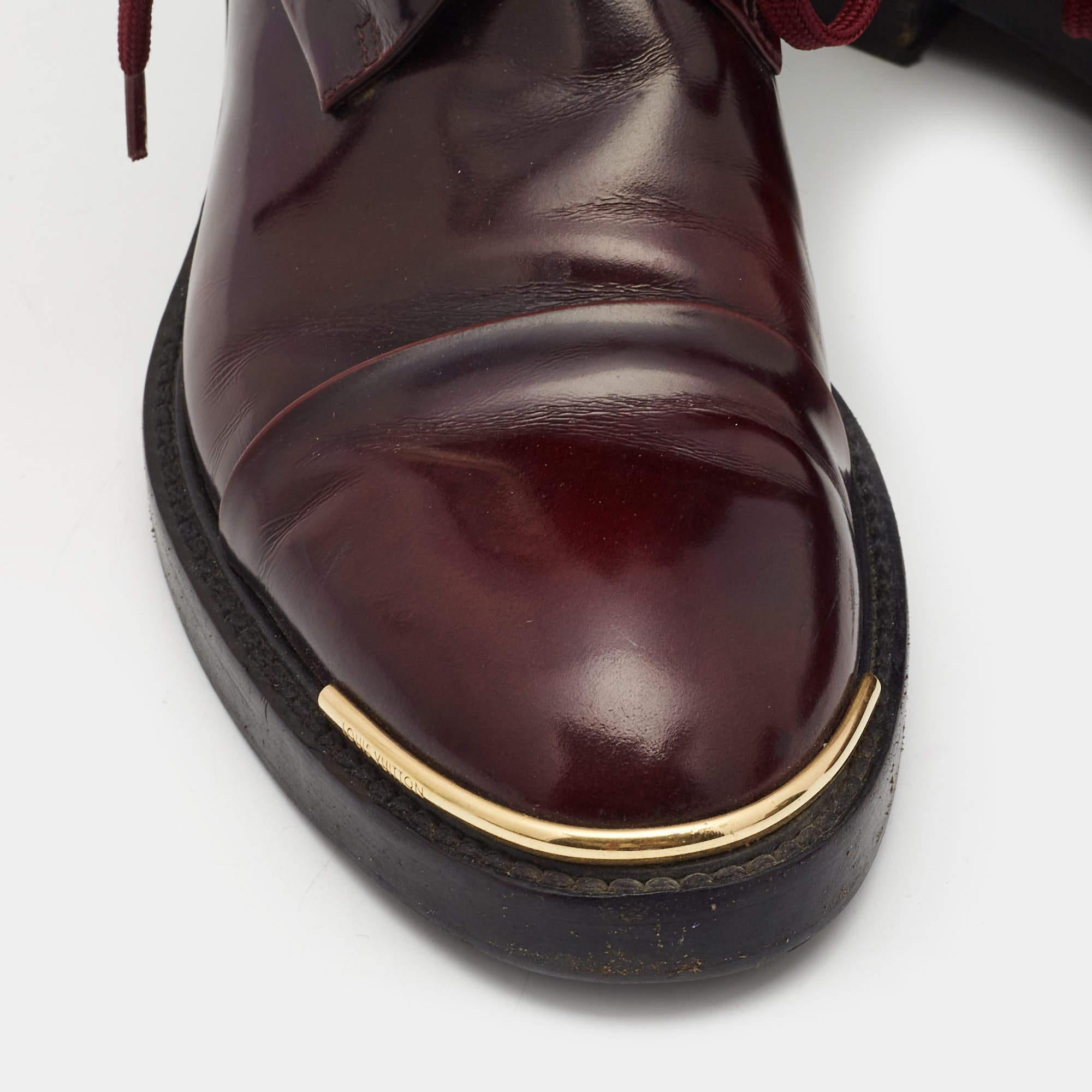 Louis Vuitton Burgundy Leather Diplomacy Ranger Boots Size 38 5