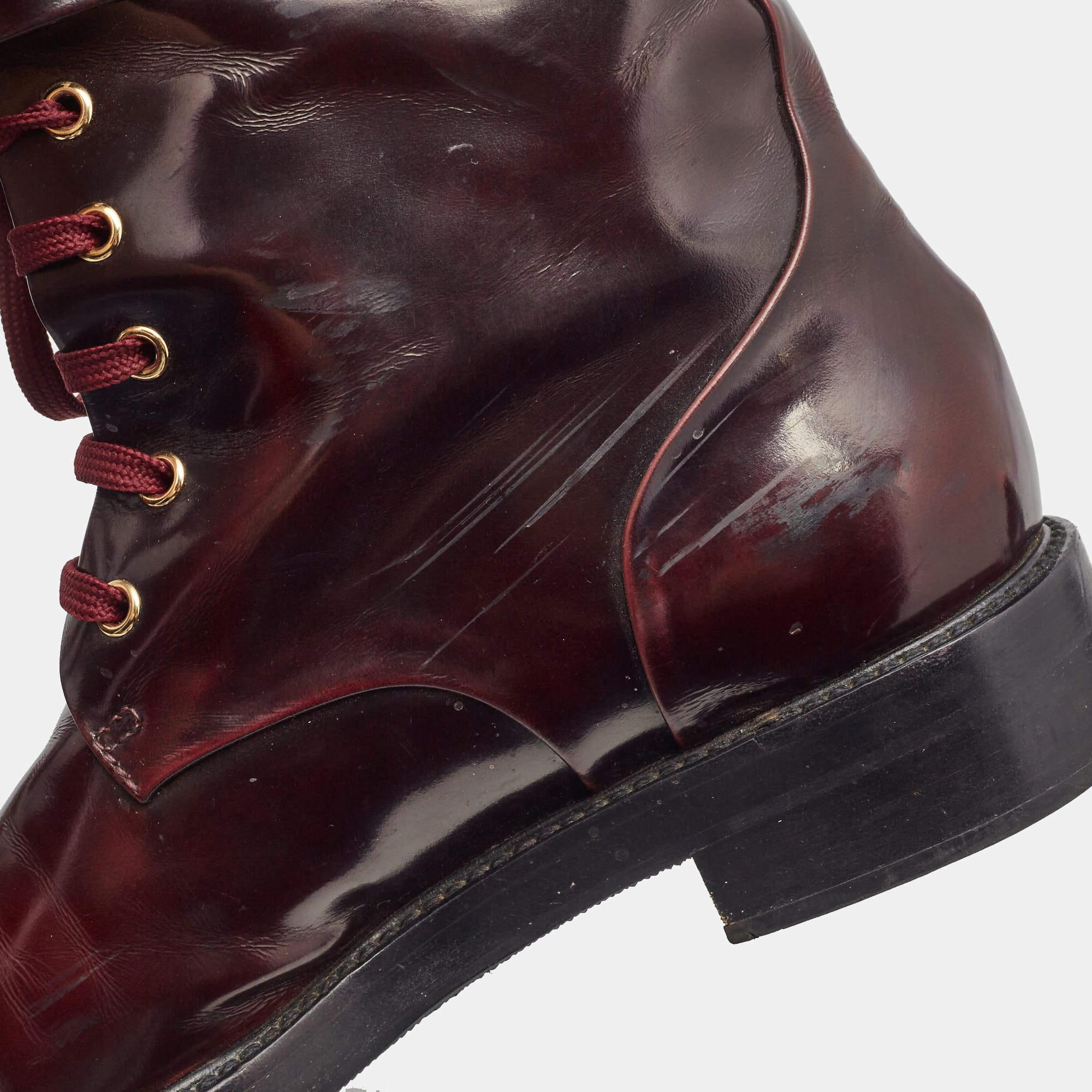 Louis Vuitton Burgundy Leather Diplomacy Ranger Boots Size 38 3