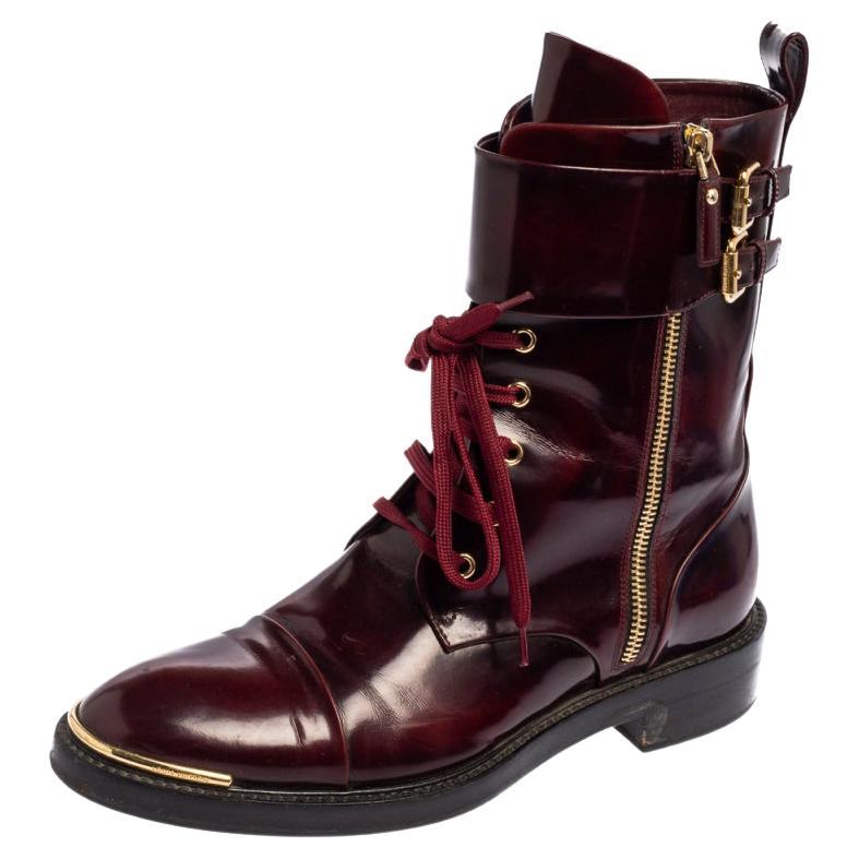 Louis Vuitton Burgundy Leather Diplomacy Ranger Boots Size 38 at 1stDibs   shoe leather diplomacy, lv baroque ranger boot, louis vuitton ranger boots