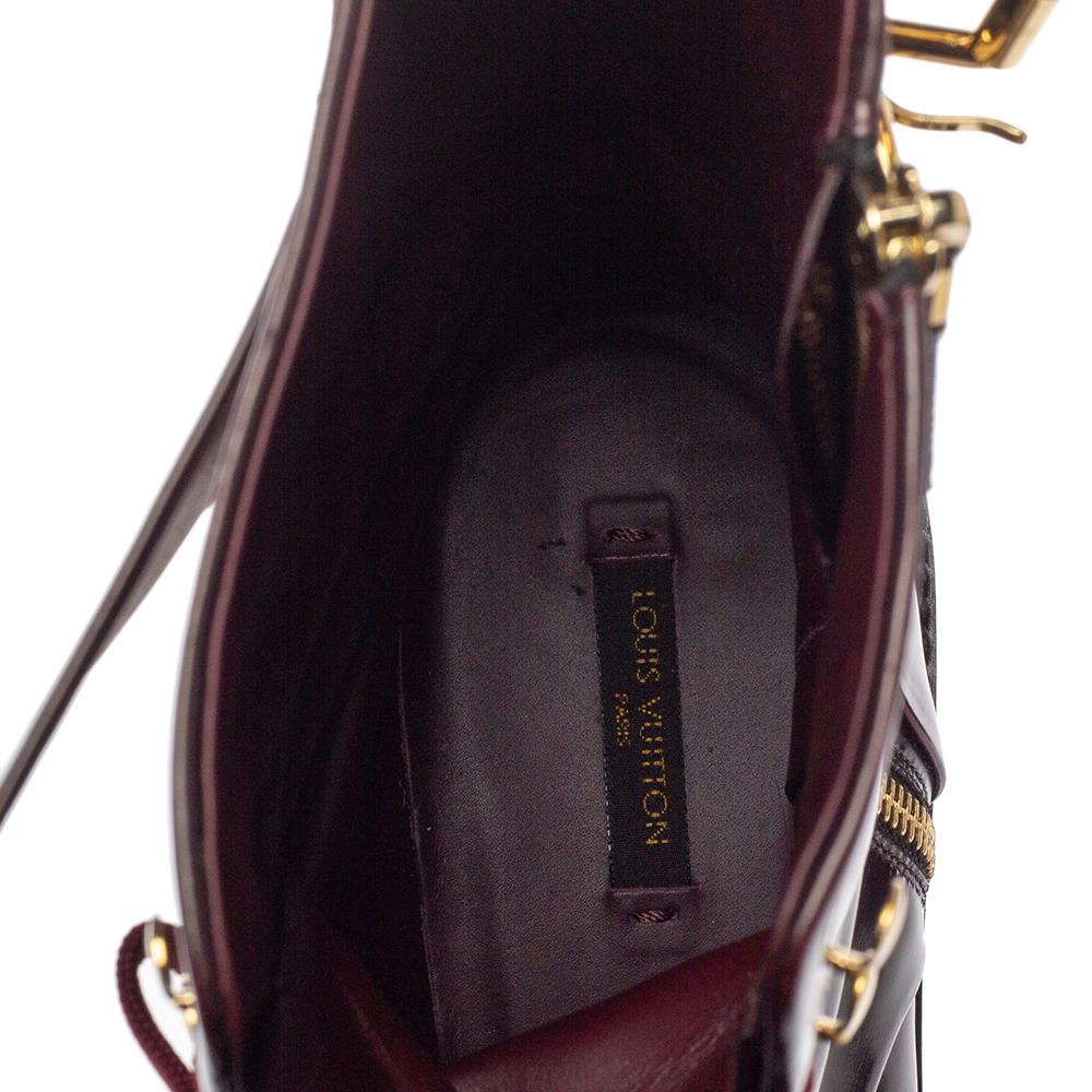 Louis Vuitton Burgundy Leather Diplomacy Ranger Boots Size 40 In Good Condition In Dubai, Al Qouz 2