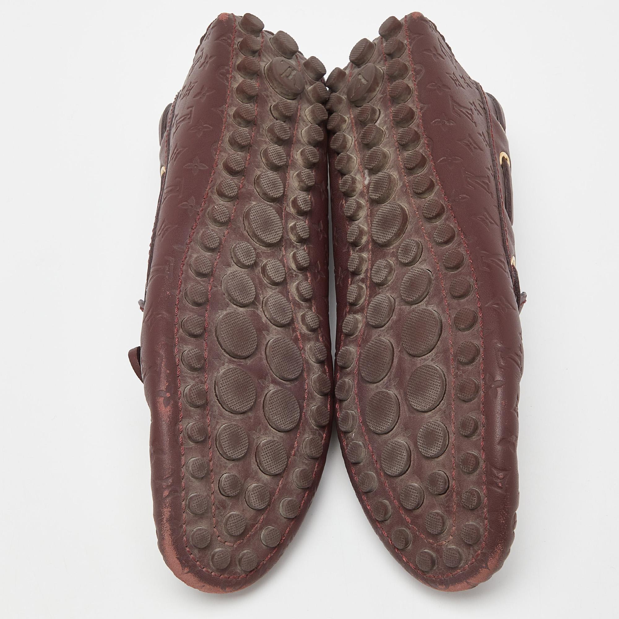 Louis Vuitton Burgundy Leather Gloria Bow Slip On Loafers Size 37 For Sale 1