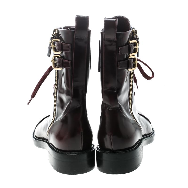 Black Louis Vuitton Burgundy Leather Like A Man Ranger Boots Size 37