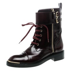 Louis Vuitton Burgundy Leather Like A Man Ranger Boots Size 37