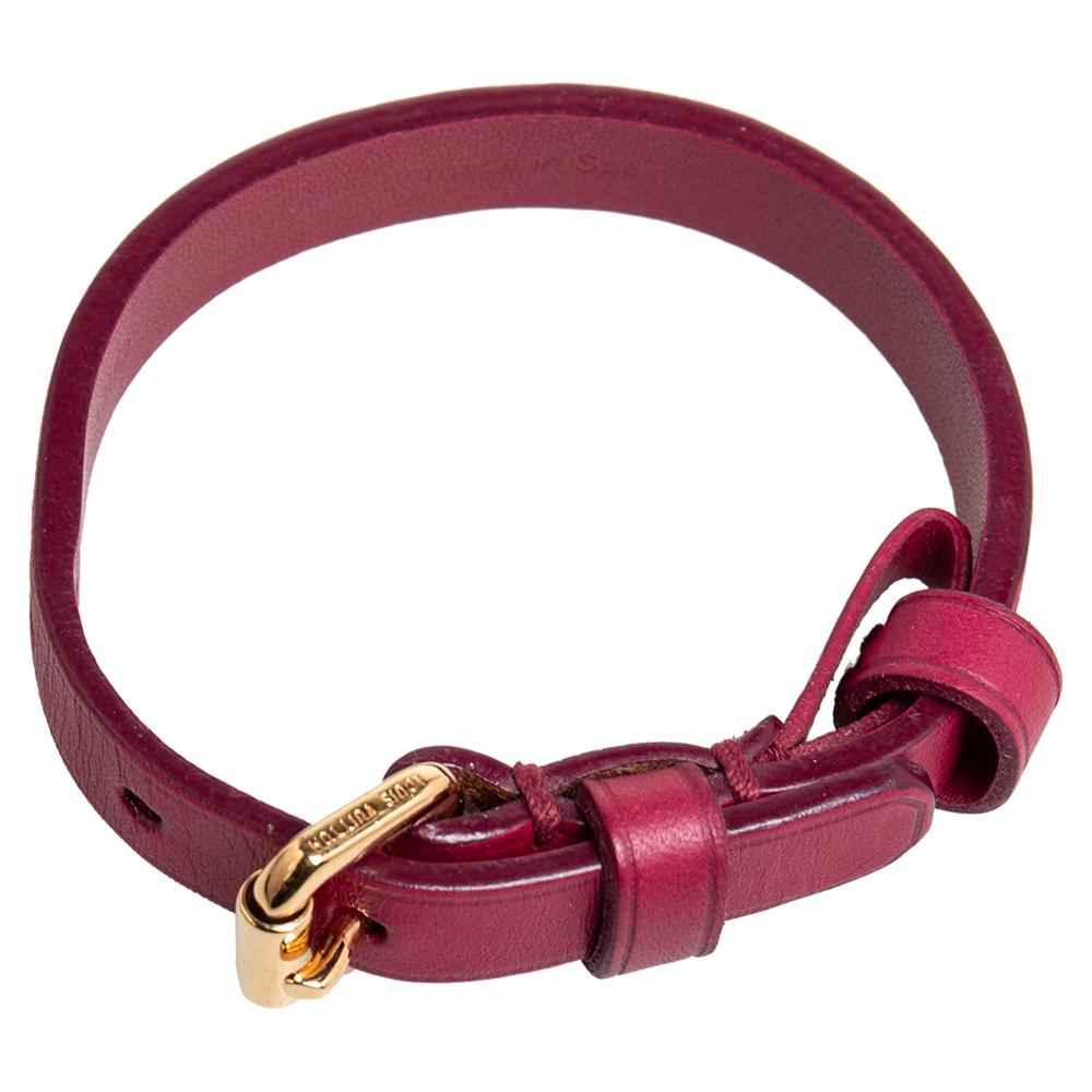 Contemporary Louis Vuitton Burgundy Leather Maison Fondée en 1854 Wrap Bracelet 17