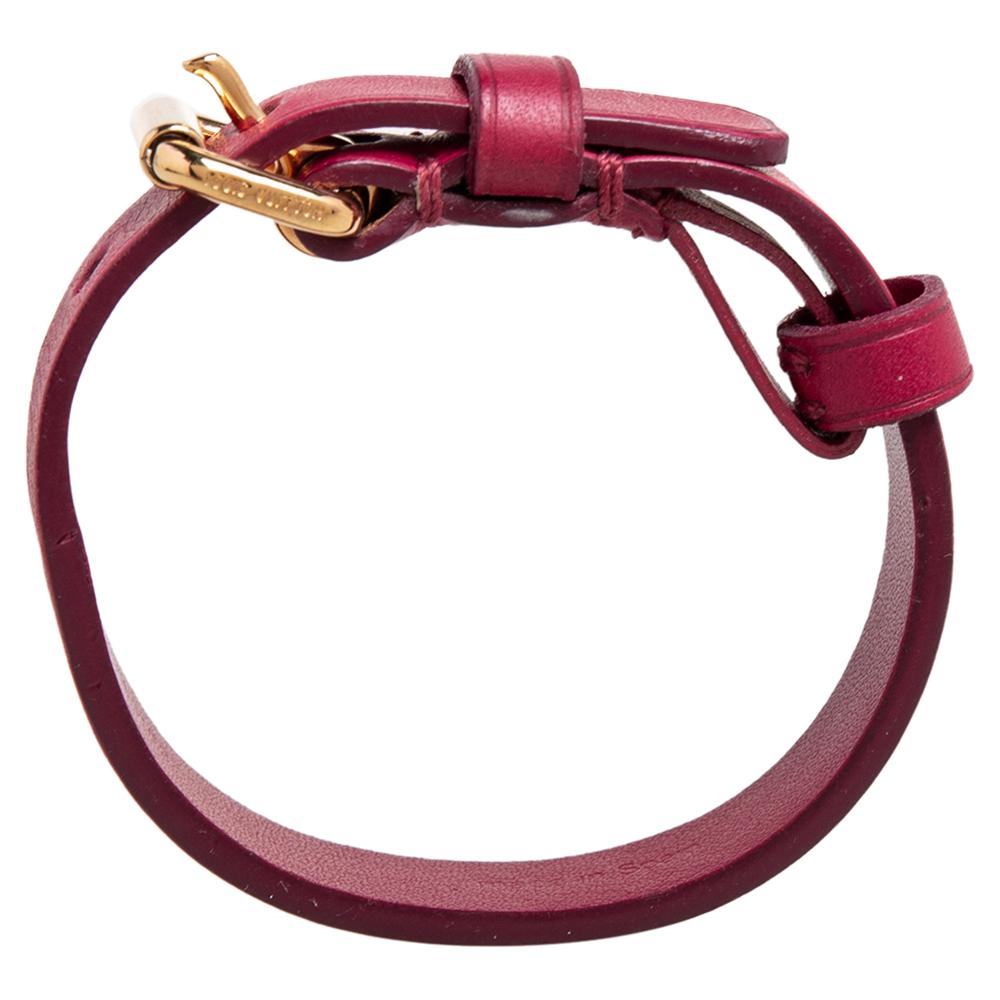 Louis Vuitton Burgundy Leather Maison Fondée en 1854 Wrap Bracelet 17 In Good Condition In Dubai, Al Qouz 2