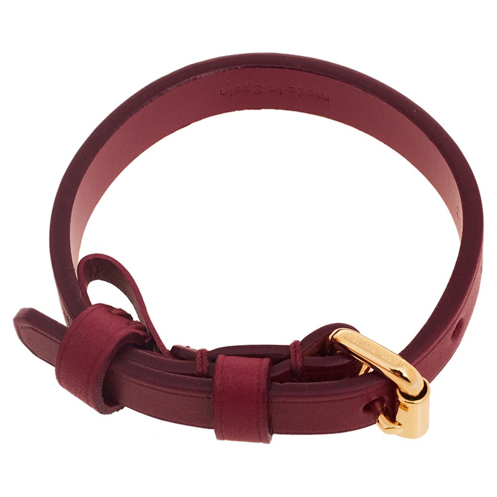 Louis Vuitton Burgundy Leather Maison Fondée en 1854 Wrap Bracelet 17 In Good Condition In Dubai, Al Qouz 2