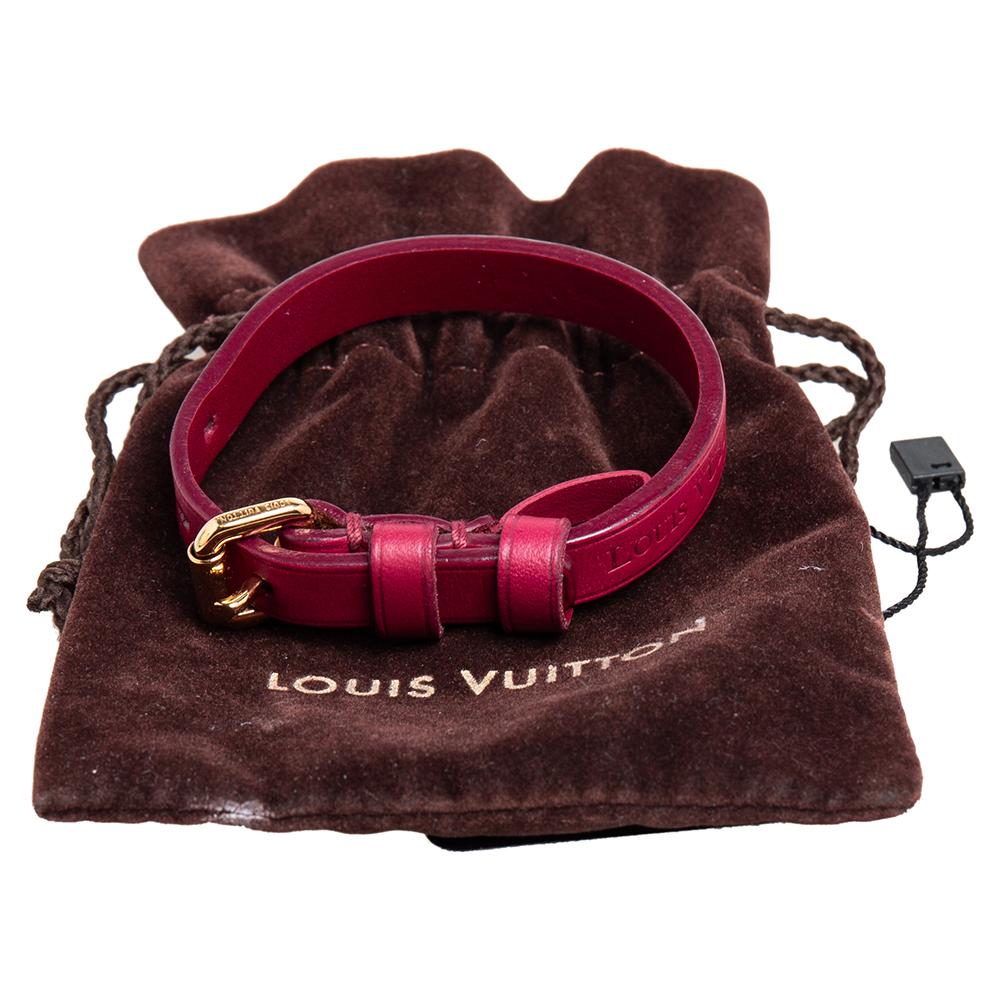 Louis Vuitton Burgundy Leather Maison Fondée en 1854 Wrap Bracelet 17 3