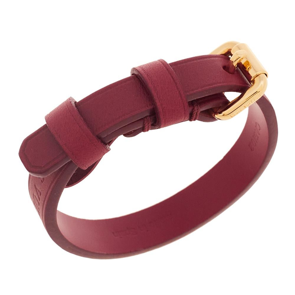 Women's Louis Vuitton Burgundy Leather Maison Fondée en 1854 Wrap Bracelet 17