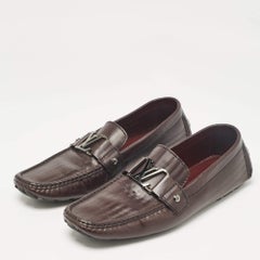 Louis Vuitton Burgundy Leather Monte Carlo Driver Loafers Size 43