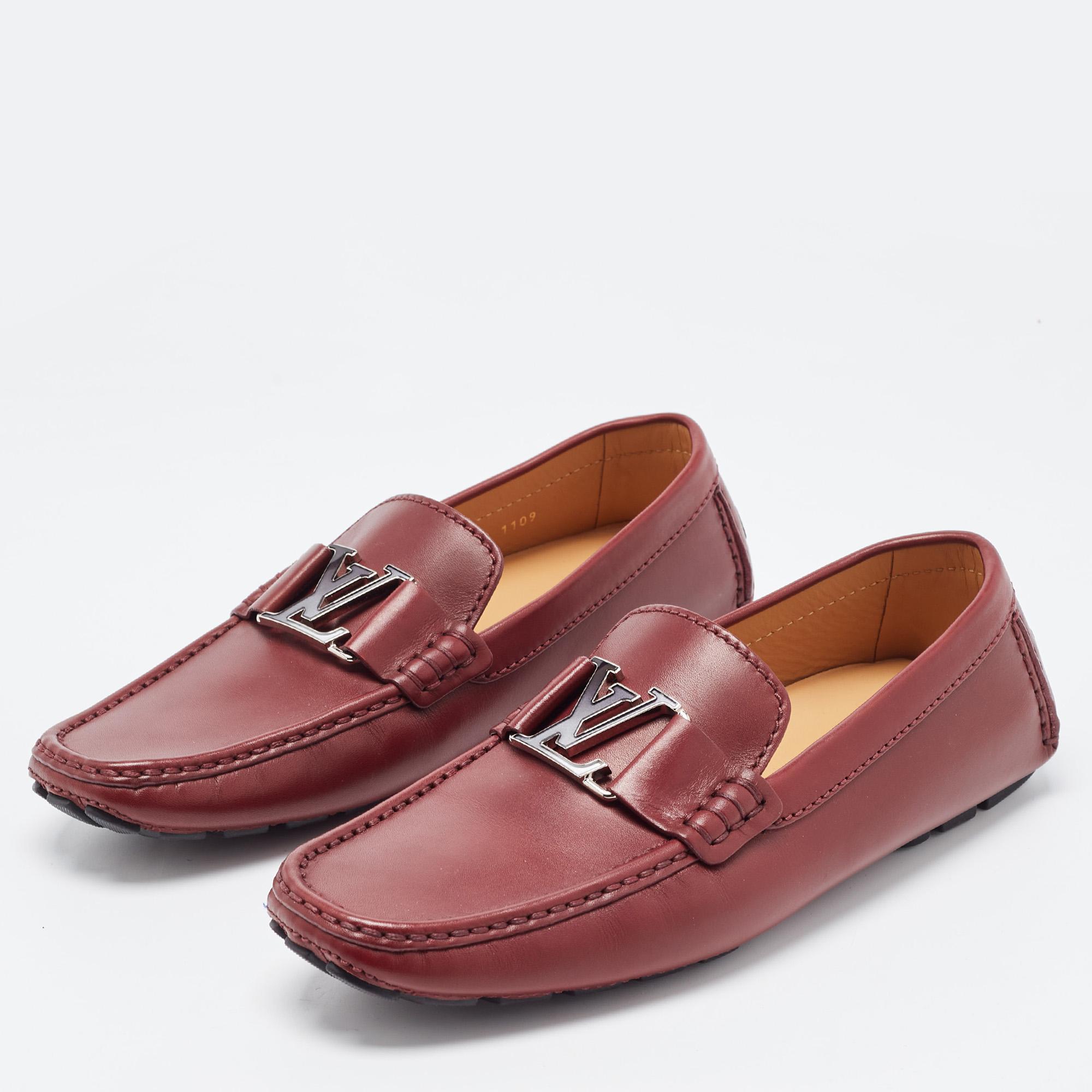 Louis Vuitton Burgundy Leather Monte Carlo Loafers Size 41 In Excellent Condition In Dubai, Al Qouz 2