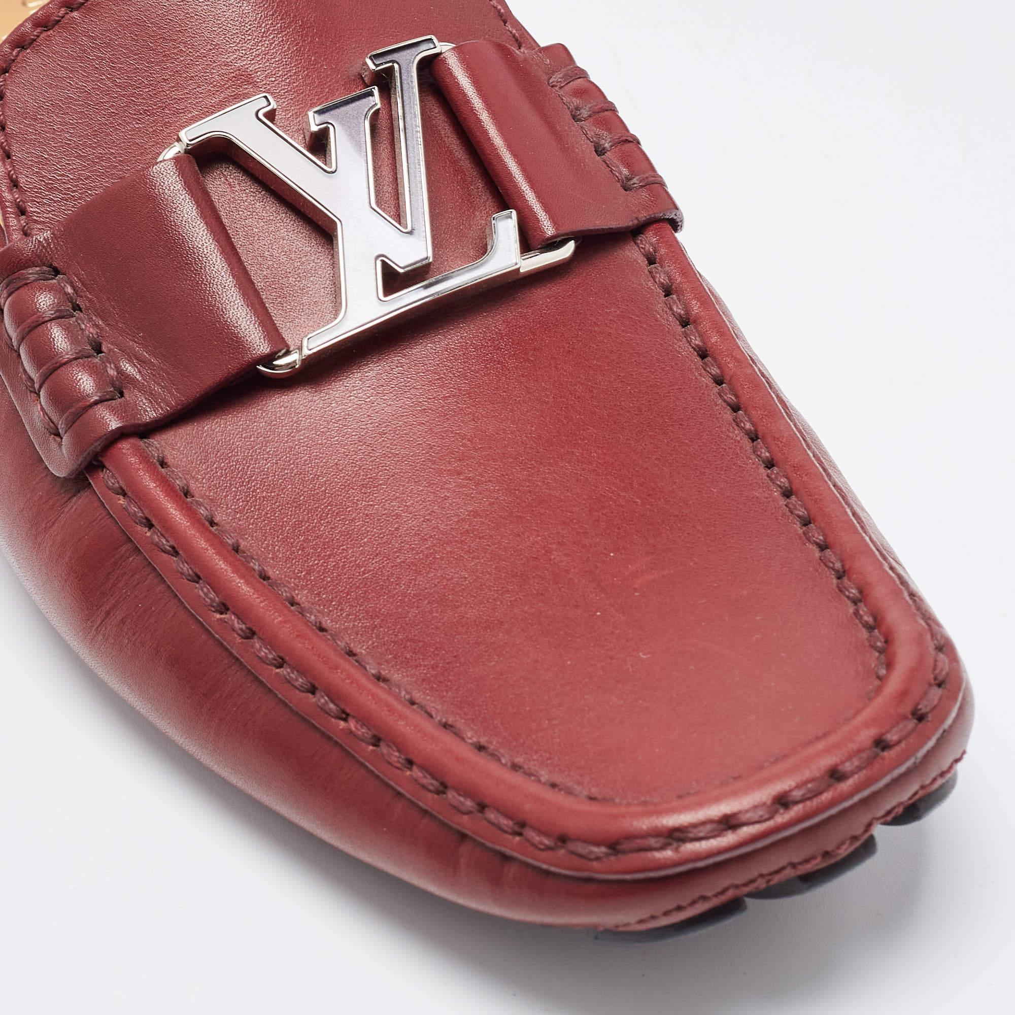Men's Louis Vuitton Burgundy Leather Monte Carlo Loafers Size 41 For Sale