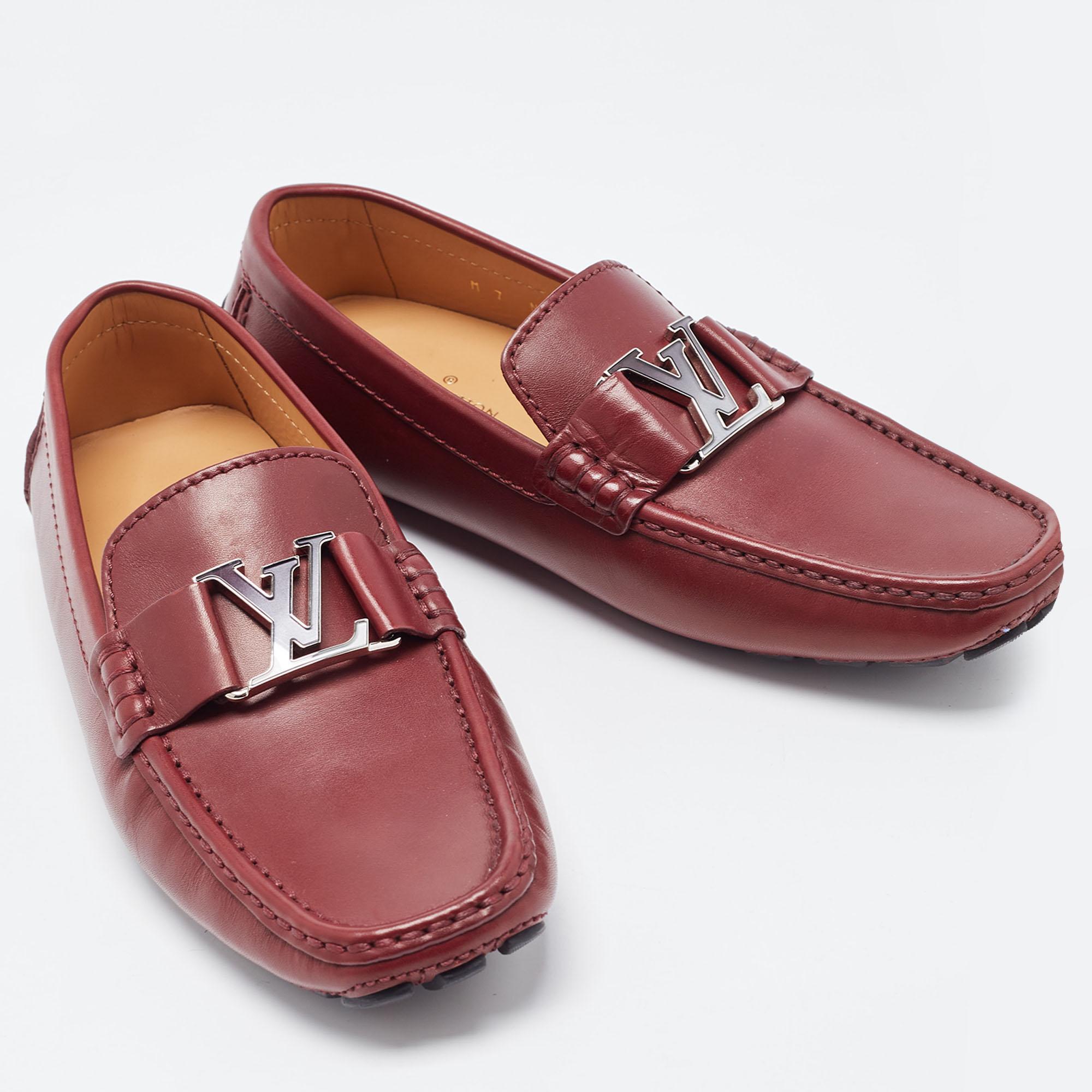 Men's Louis Vuitton Burgundy Leather Monte Carlo Loafers Size 41