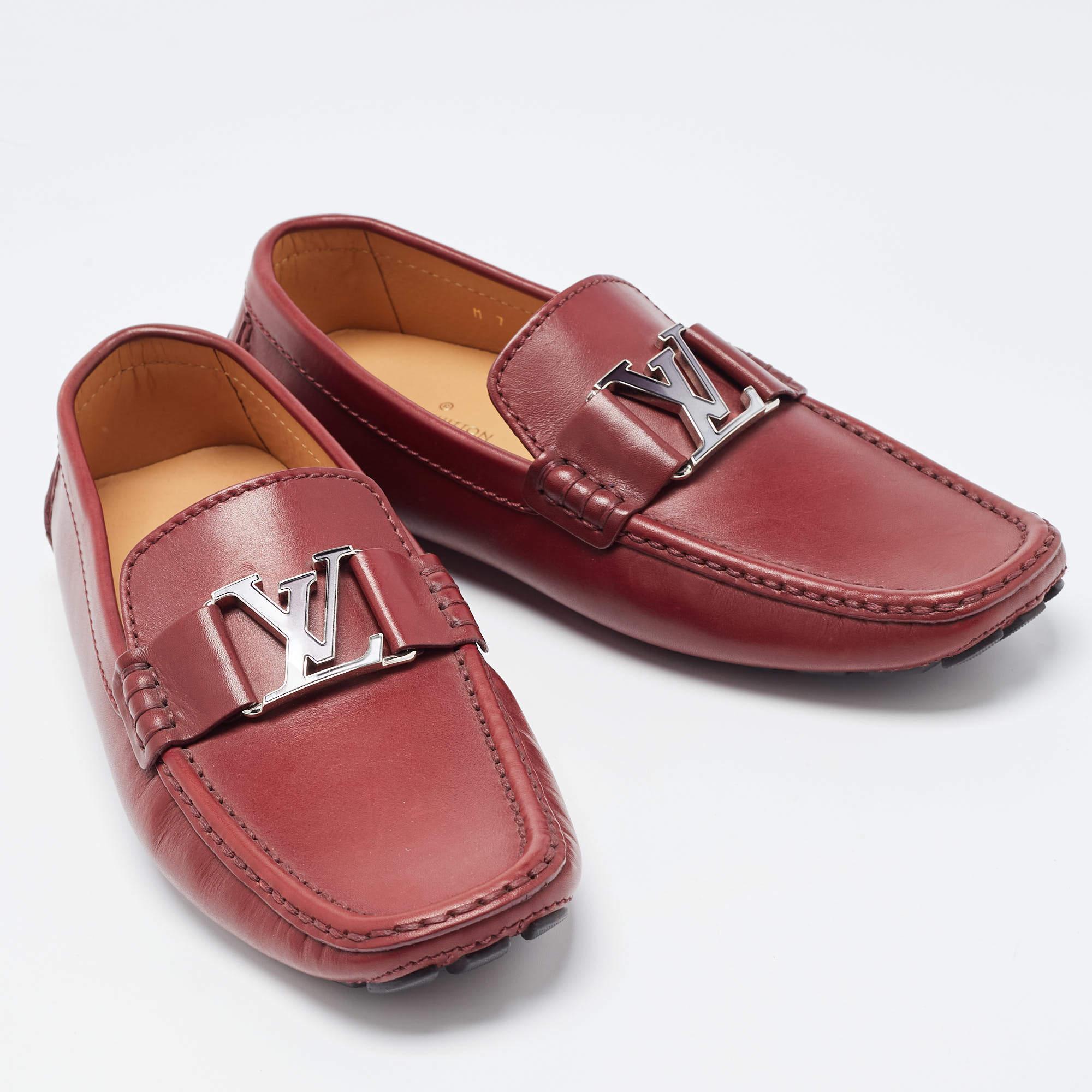 Louis Vuitton Burgundy Leather Monte Carlo Loafers Size 41 For Sale 1