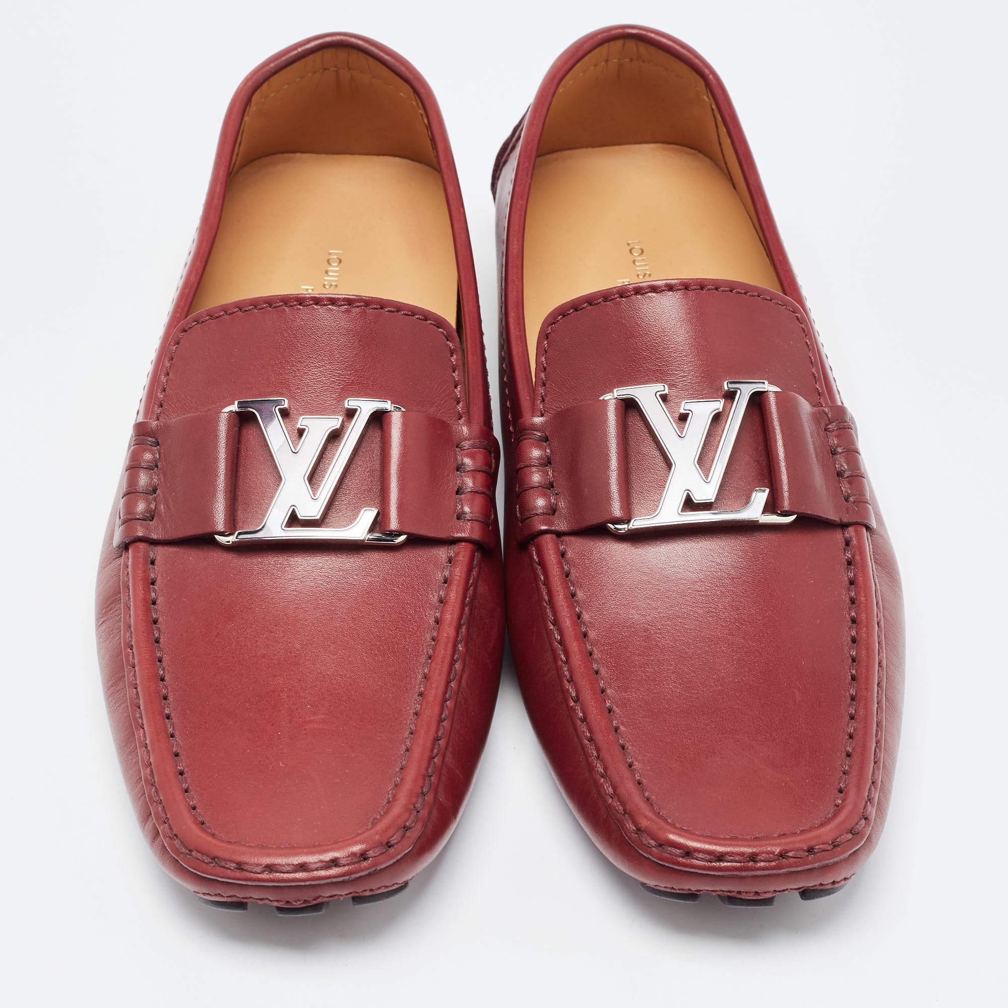 Louis Vuitton Burgundy Leather Monte Carlo Loafers Size 41 For Sale 2