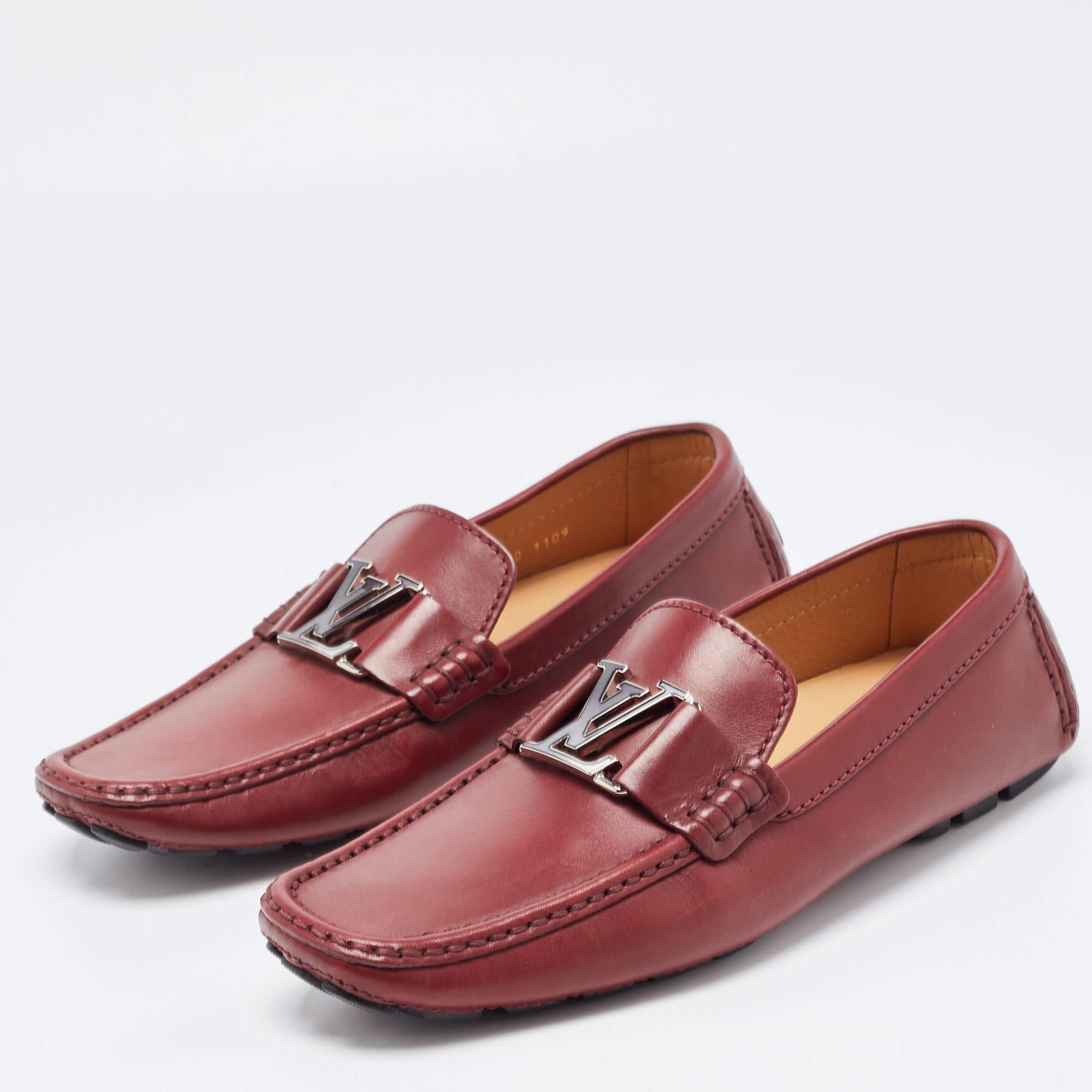 Louis Vuitton Burgundy Leather Monte Carlo Loafers Size 41 For Sale 3