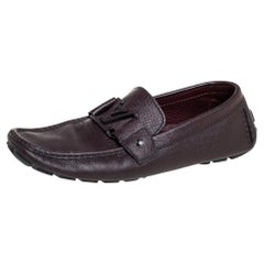 Louis Vuitton Burgundy Leather Monte Carlo Slip On Loafers Size 41