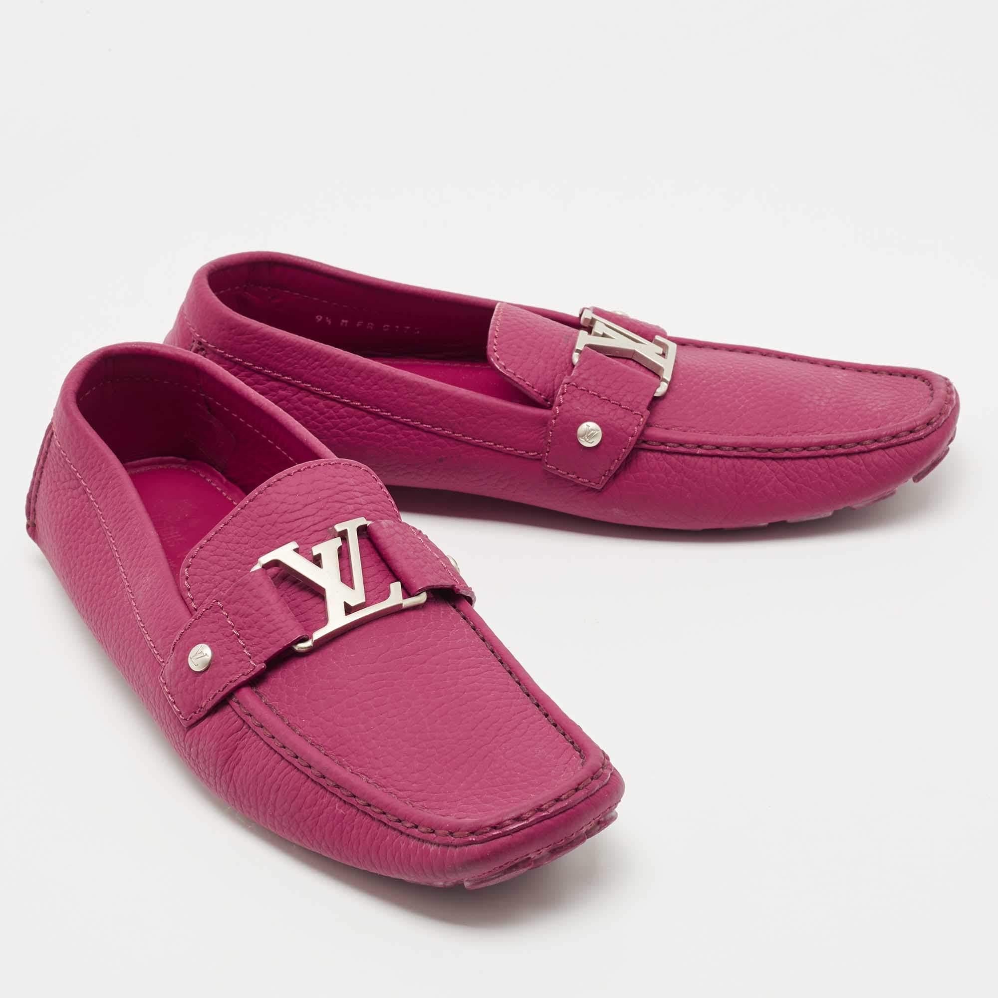 Louis Vuitton Burgundy Leather Monte Carlo Slip On Loafers Size 43.5 In Good Condition In Dubai, Al Qouz 2