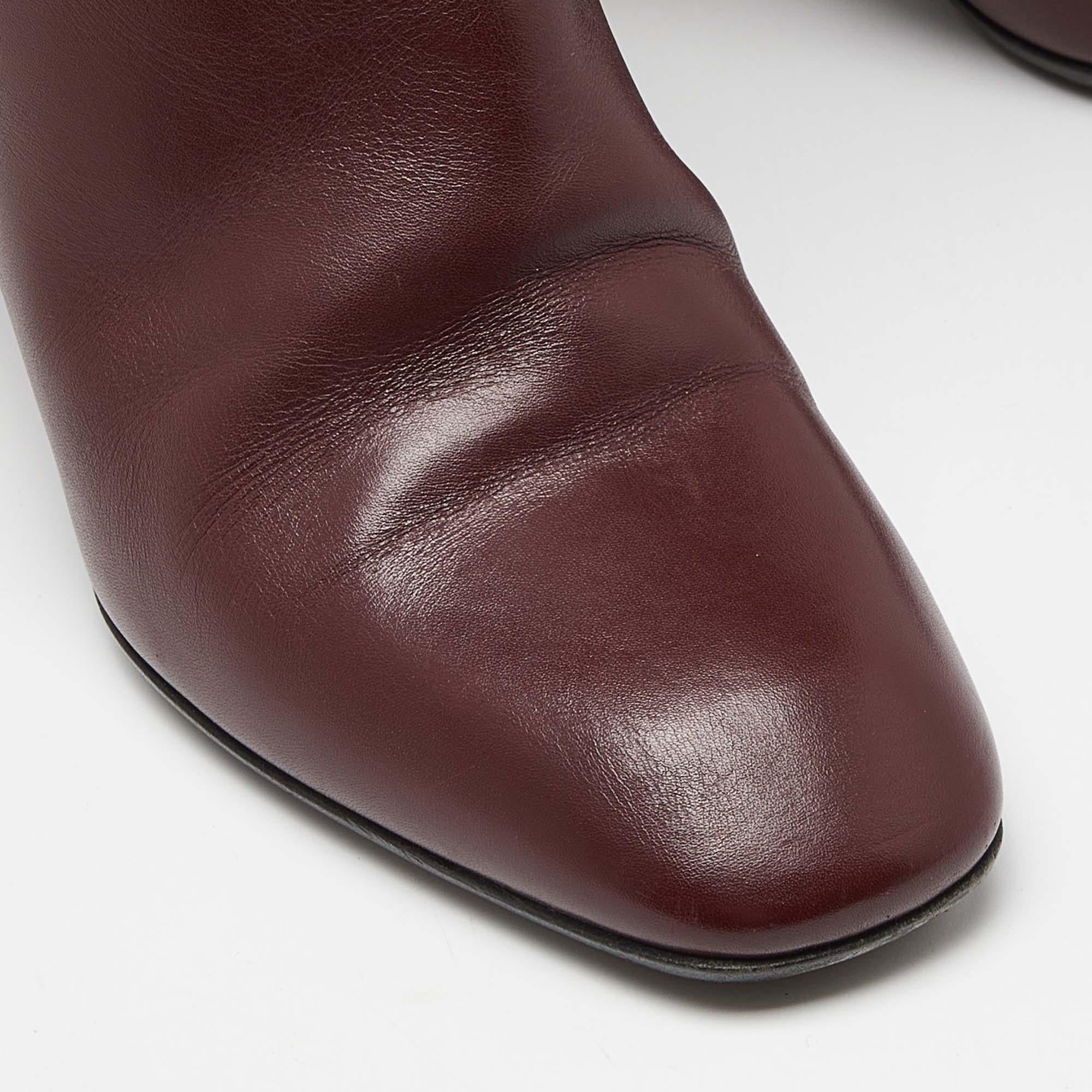 Louis Vuitton Burgundy Leather Over The Knee Length Boots Size 39 3