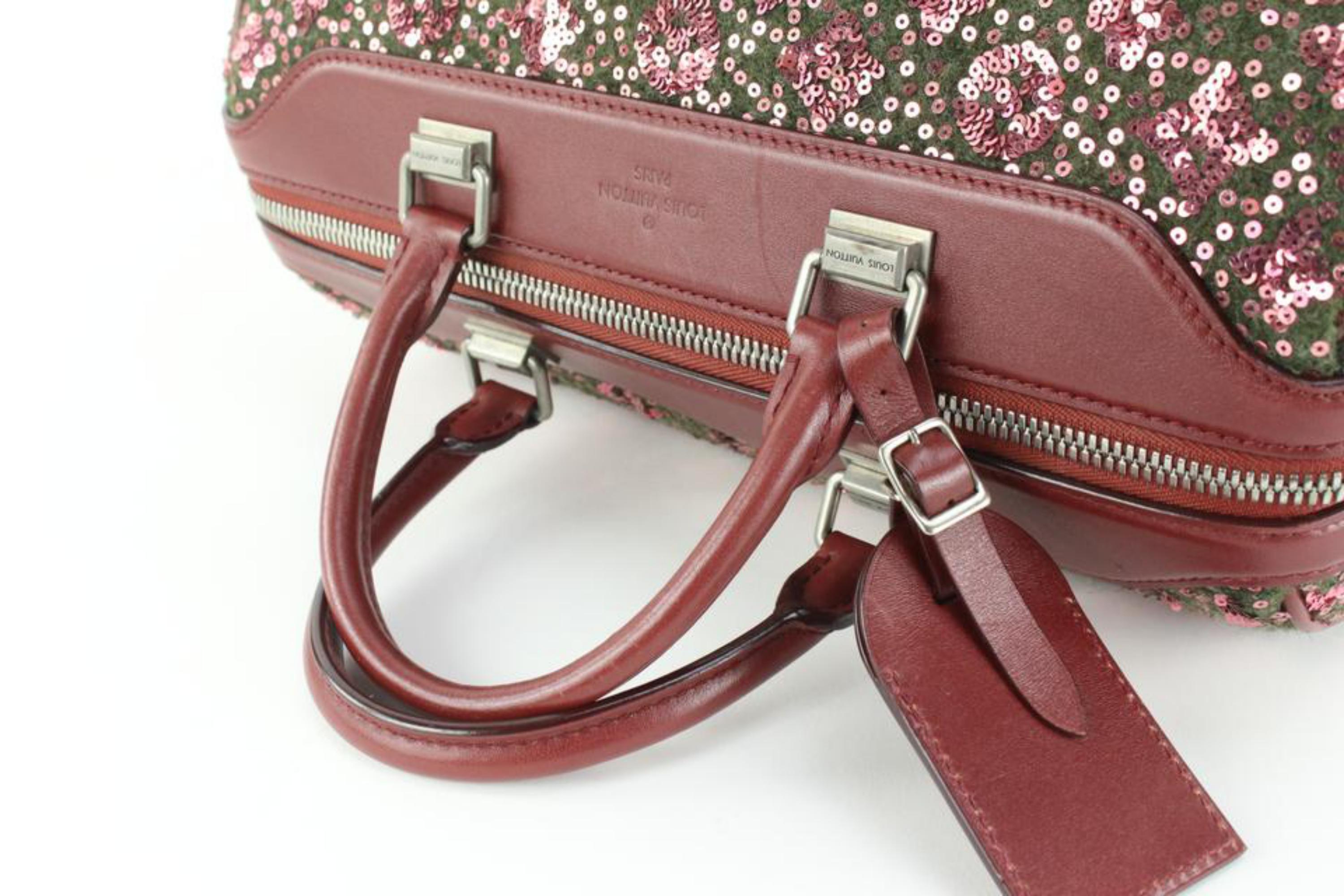 Louis Vuitton Burgundy Leather x Wool Sunshine Express Speedy 30 84lk525s In Good Condition In Dix hills, NY