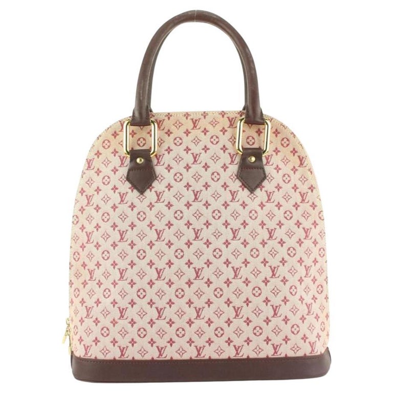 Louis Vuitton - Mini sac Alma Haute en lin bourgogne avec monogramme  627lvs616 En vente sur 1stDibs