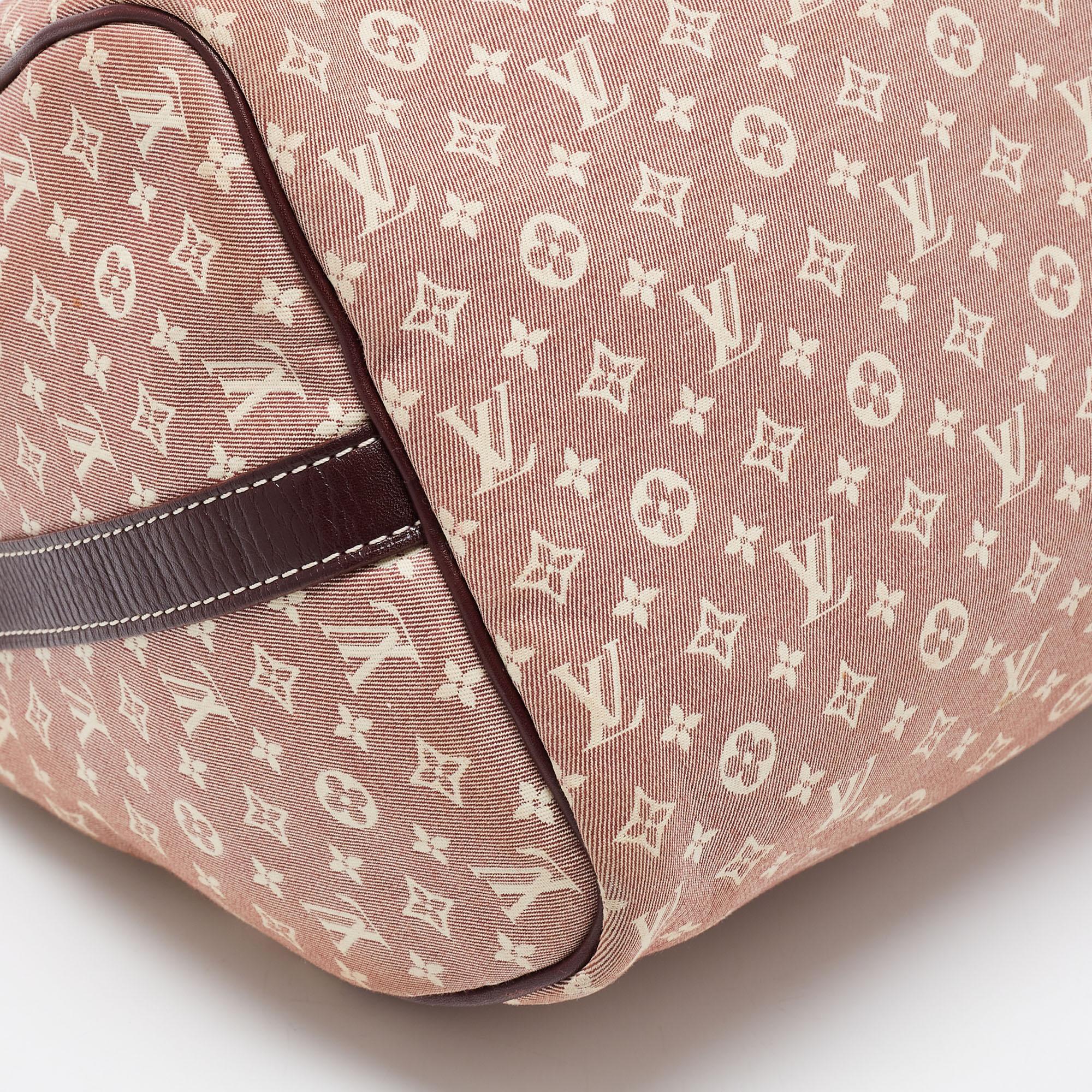 Louis Vuitton Burgundy Monogram Mini Lin Canvas Speedy 30 Bag In Good Condition In Dubai, Al Qouz 2