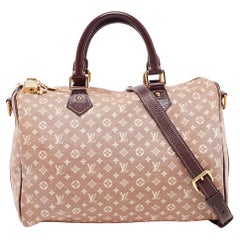 Louis Vuitton - Sac Speedy 30 en toile Monogram Mini Lin couleur bourgogne