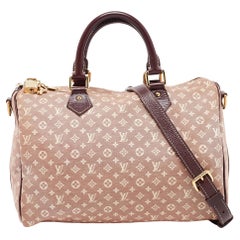 Louis Vuitton Burgunderrote Monogramm Mini Lin Canvas Speedy 30 Tasche