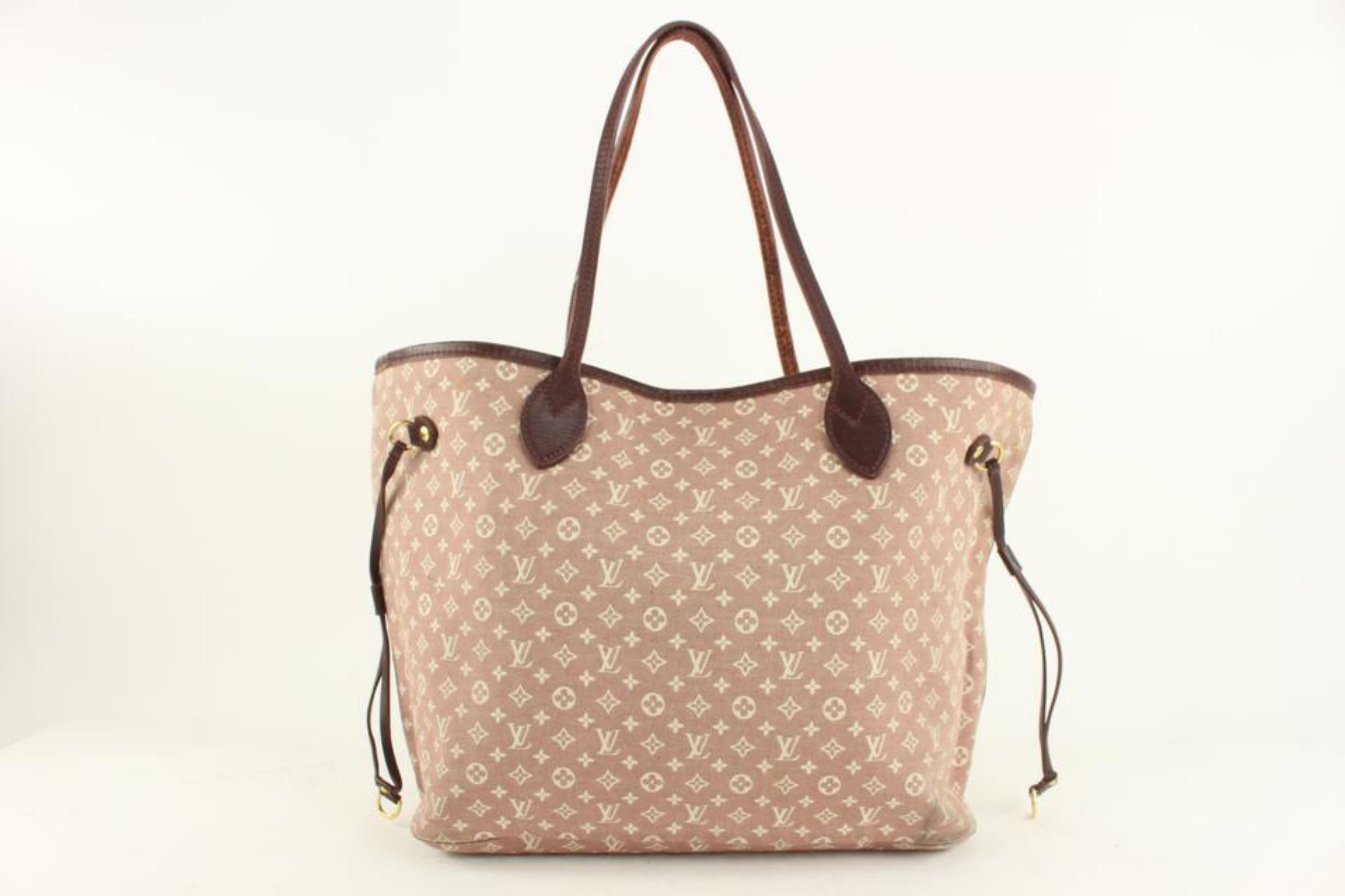 Louis Vuitton Burgundy Monogram Mini Lin Idylle Neverfull MM Tote 10lv1101 In Fair Condition For Sale In Dix hills, NY