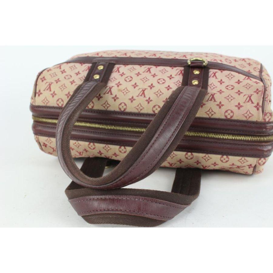 Beige Louis Vuitton Burgundy Monogram Mini Lin Josephine GM Speedy Boston  5LV92