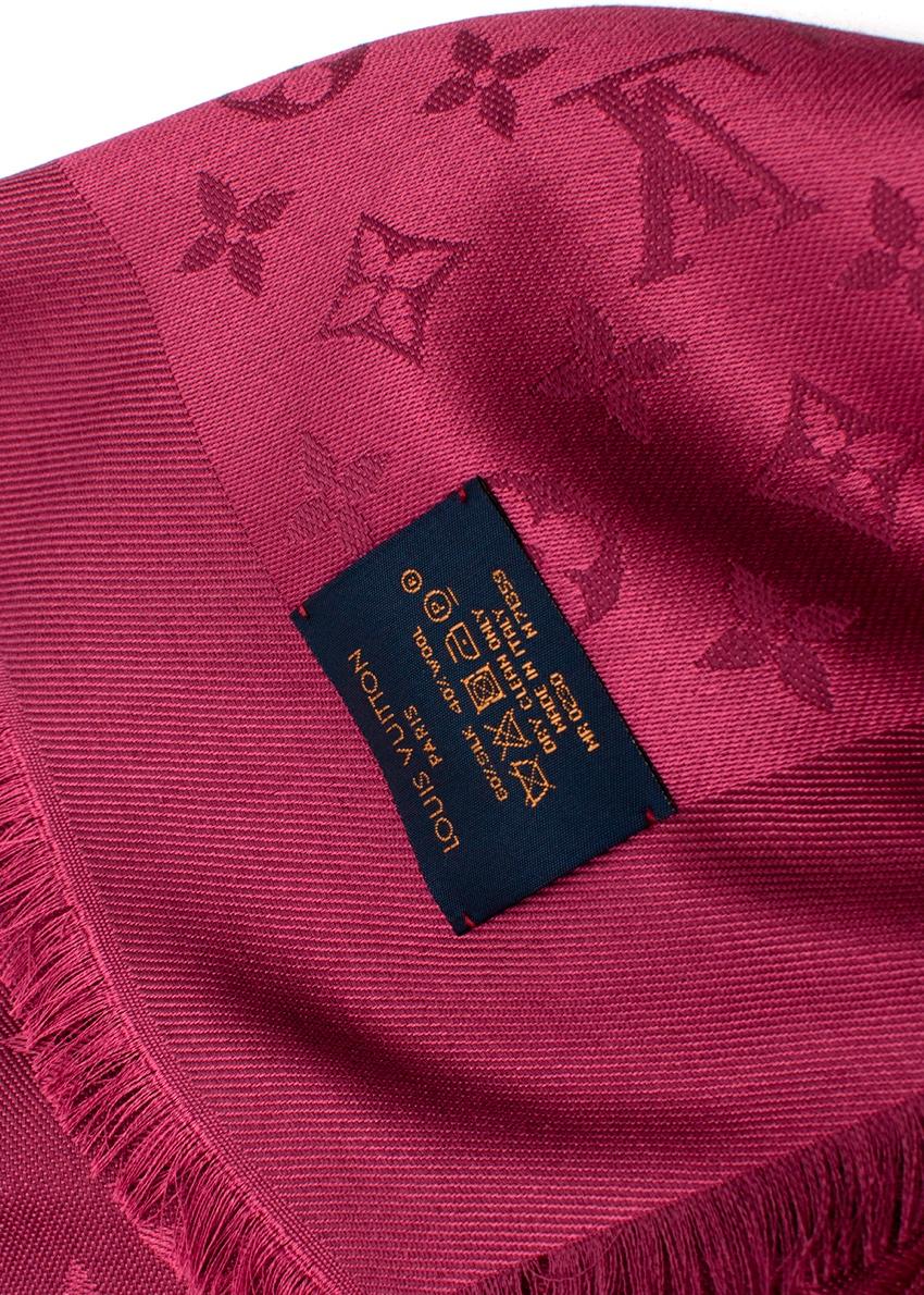 Louis Vuitton Burgunder Monogramm Schal aus Seide und Wolle Damen im Angebot
