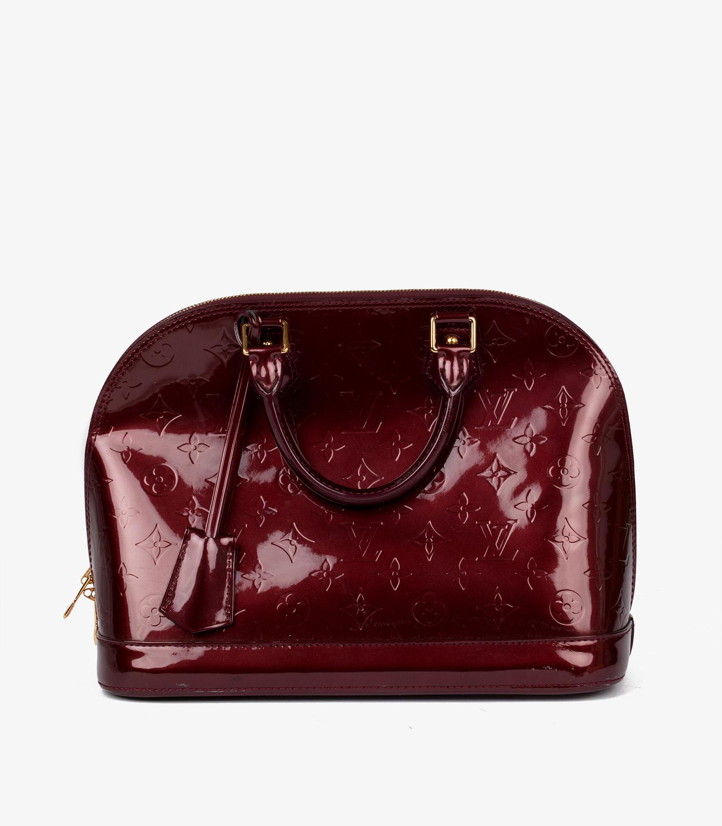 Louis Vuitton Burgundy Monogram Vernis Patent Leather Alma PM In Excellent Condition In Bishop's Stortford, Hertfordshire