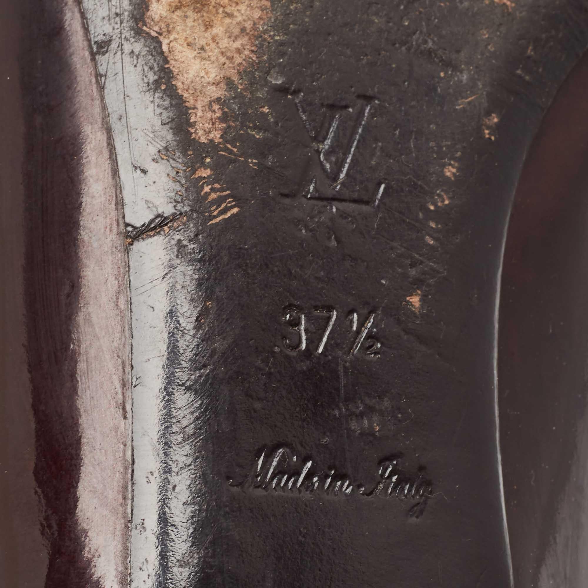 Louis Vuitton Burgundy Patent Leather Ballet Flats Size 37.5 For Sale 3
