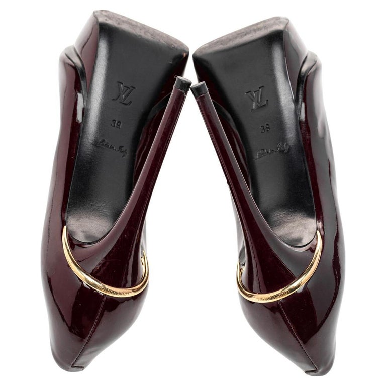 Louis Vuitton Burgundy Patent Leather Eyeline Peep Toe Platform
