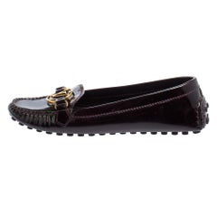 Louis Vuitton Burgundy Patent Leather Loafers Size 36