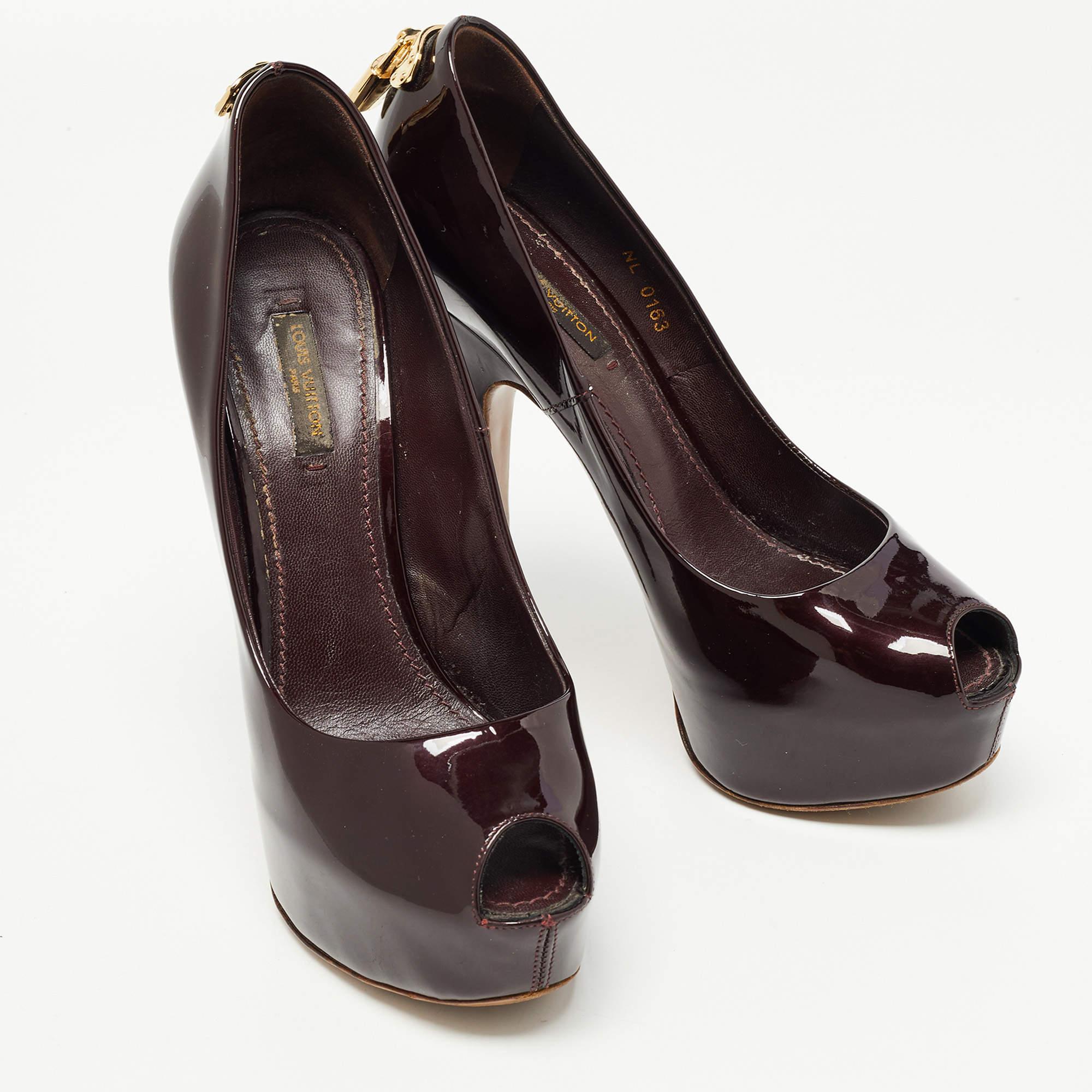Women's Louis Vuitton Burgundy Patent Leather Oh Really! Pumps Size 37.5