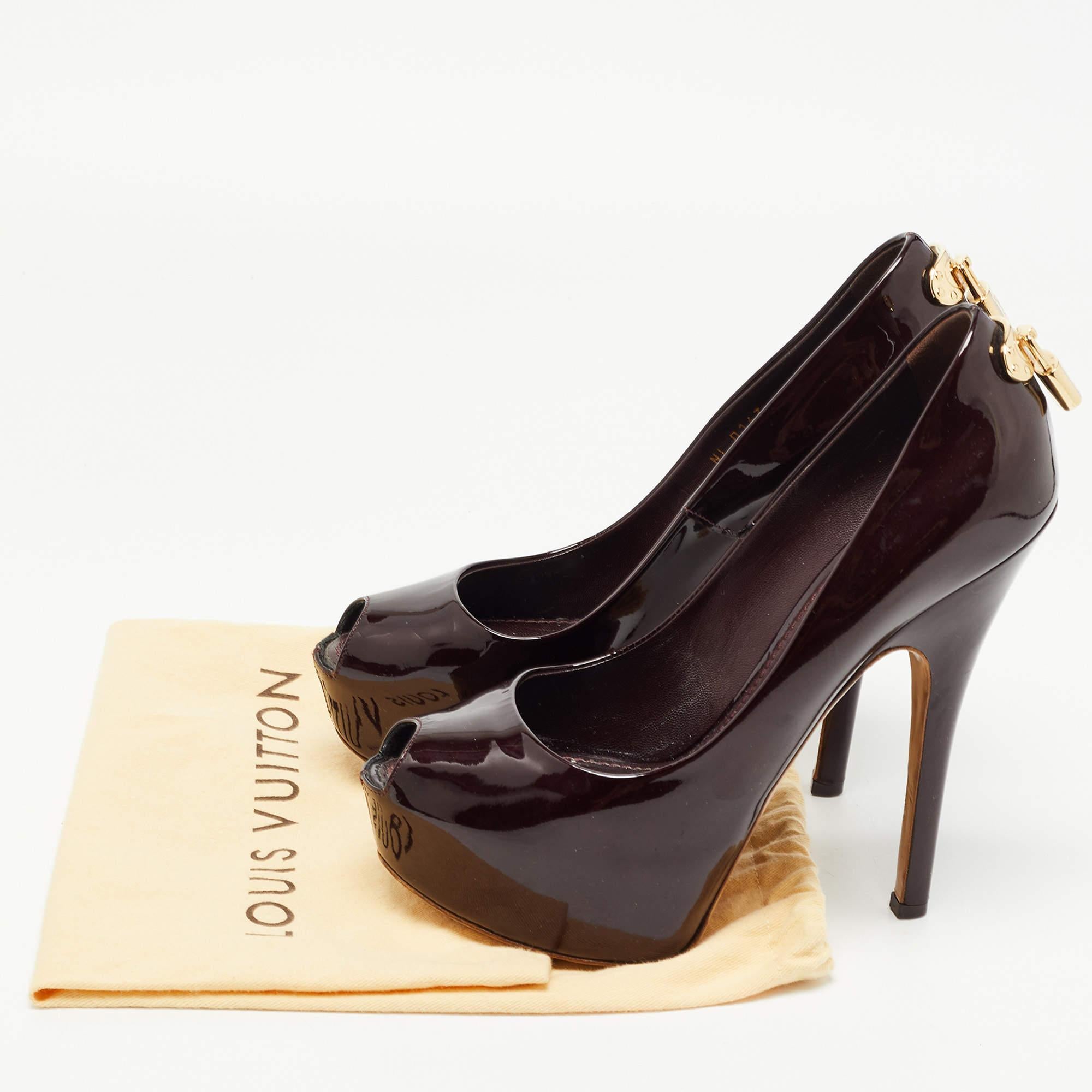 Louis Vuitton Burgundy Patent Leather Oh Really! Pumps Size 37.5 3