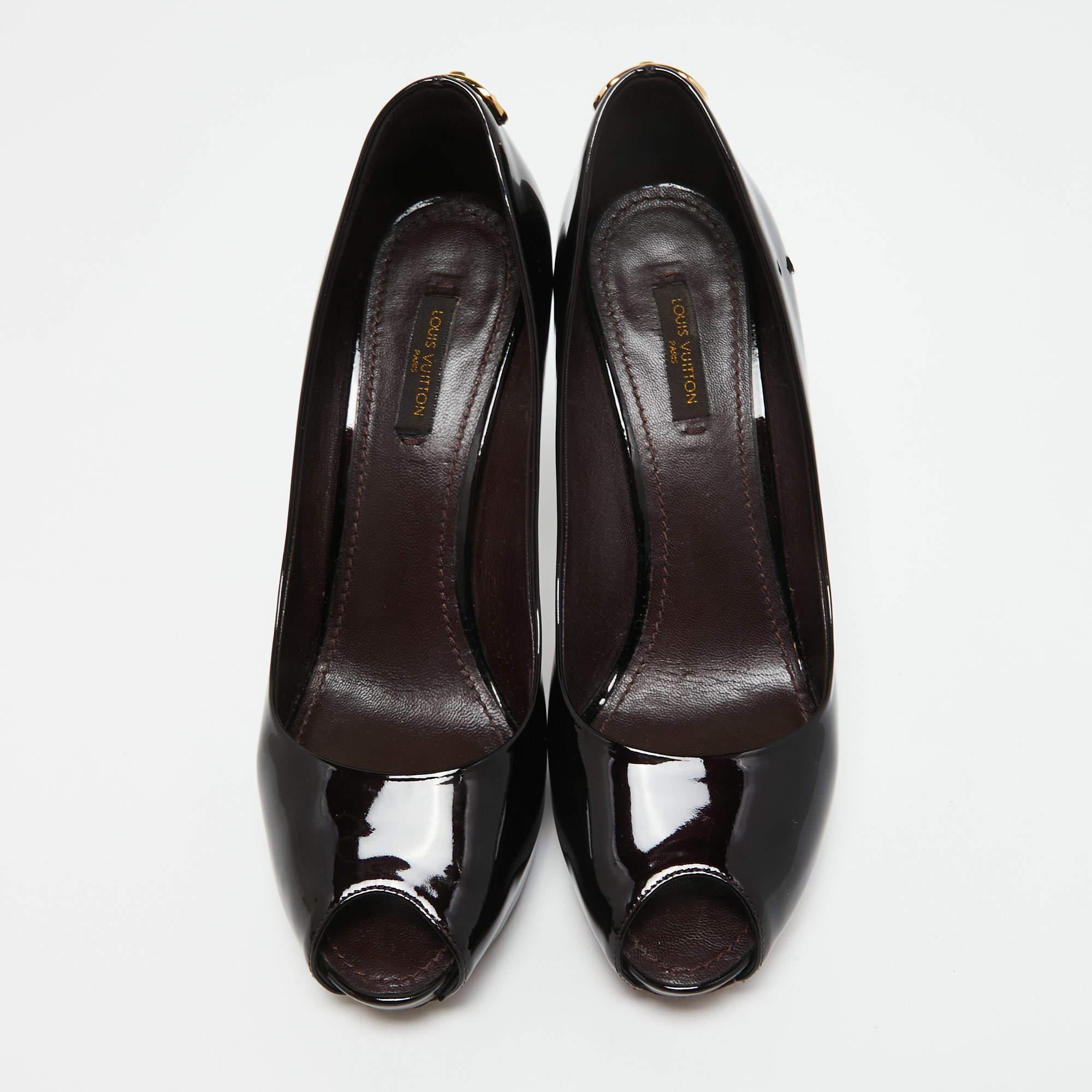 Black Louis Vuitton Burgundy Patent Leather Oh Really! Pumps Size 38