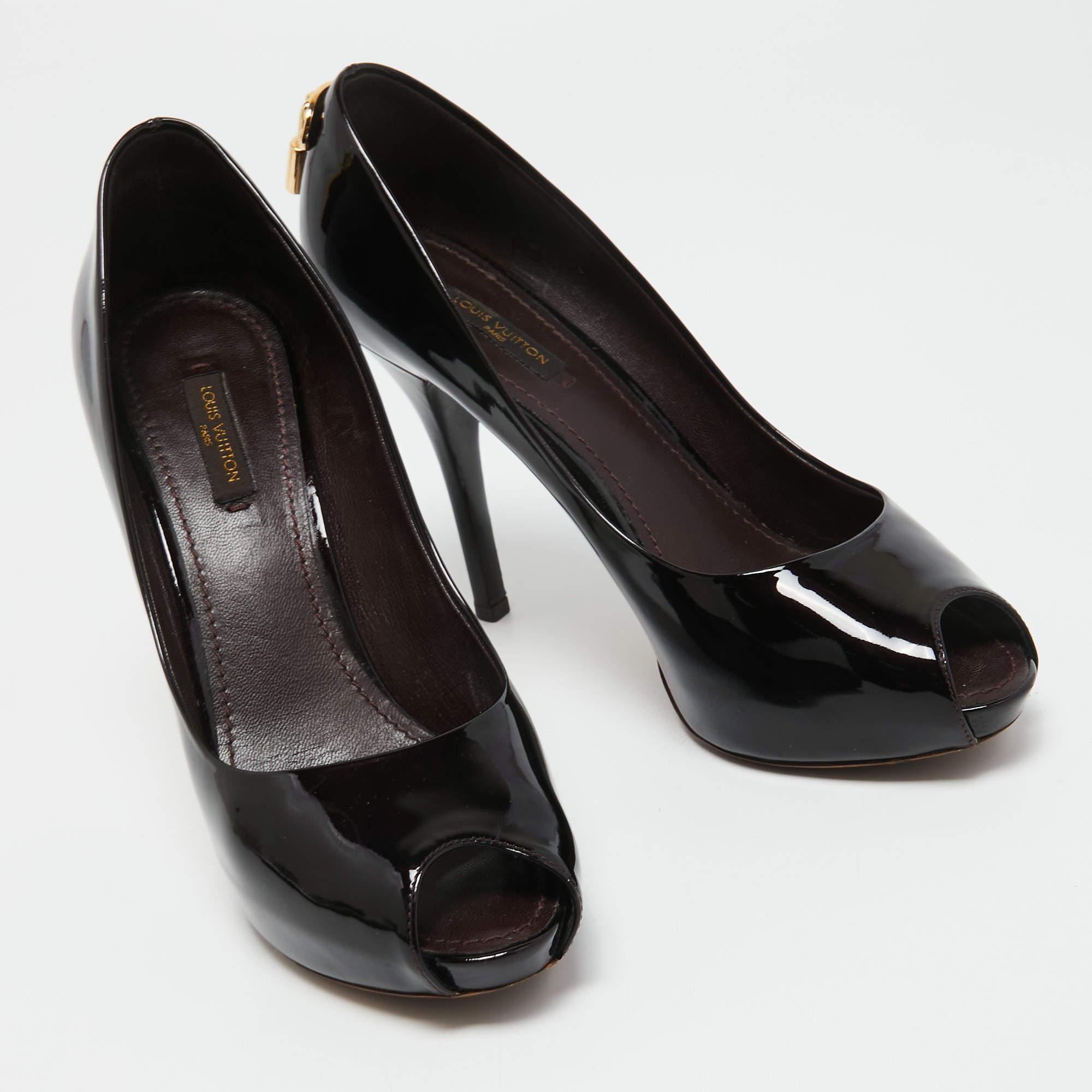 Black Louis Vuitton Burgundy Patent Leather Oh Really! Pumps Size 38 For Sale