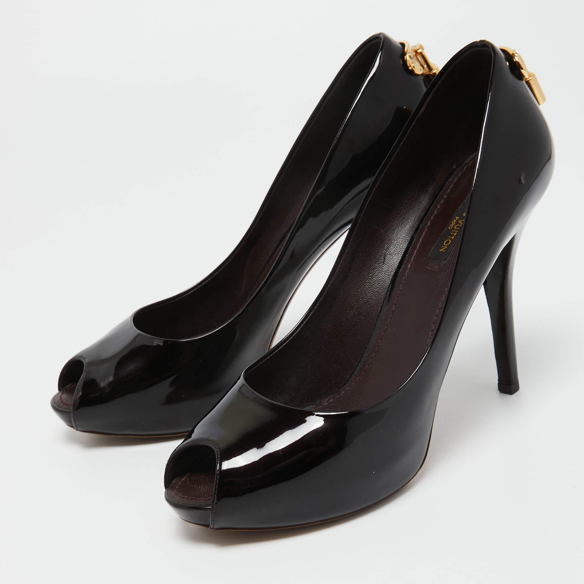 Women's Louis Vuitton Burgundy Patent Leather Oh Really! Pumps Size 38 For Sale