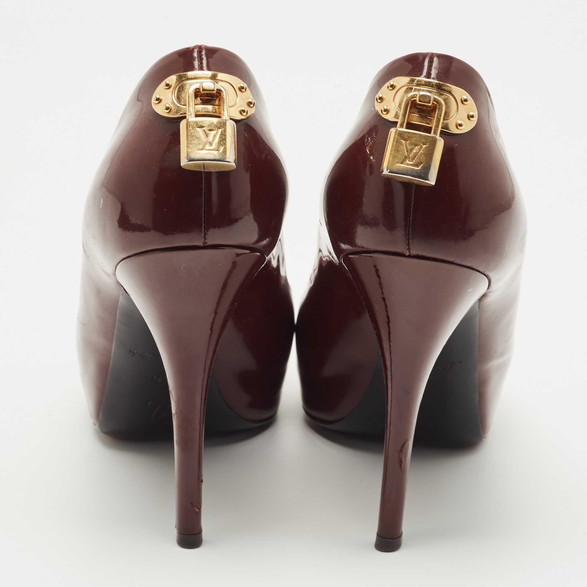Louis Vuitton Burgundy Patent Leather Oh Really! Pumps Size 39 For Sale 3