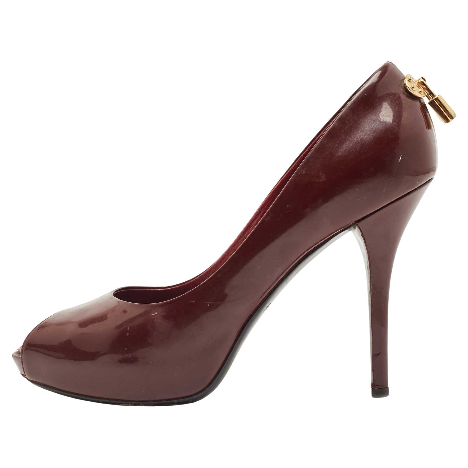 Louis Vuitton Burgundy Patent Leather Oh Really! Pumps Size 39 For Sale