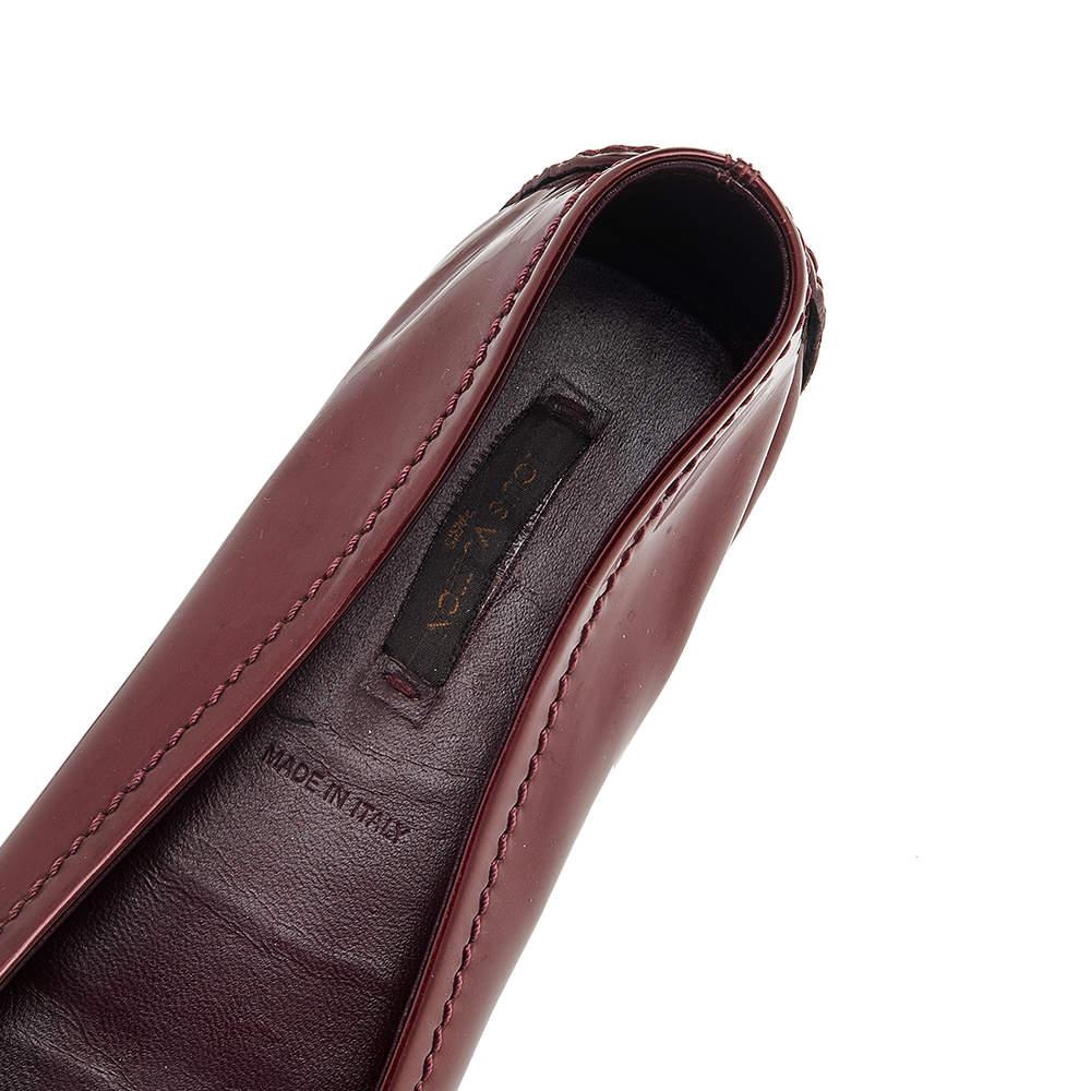 Black Louis Vuitton Burgundy Patent Leather Oxford Ballet Flats Size 39 For Sale
