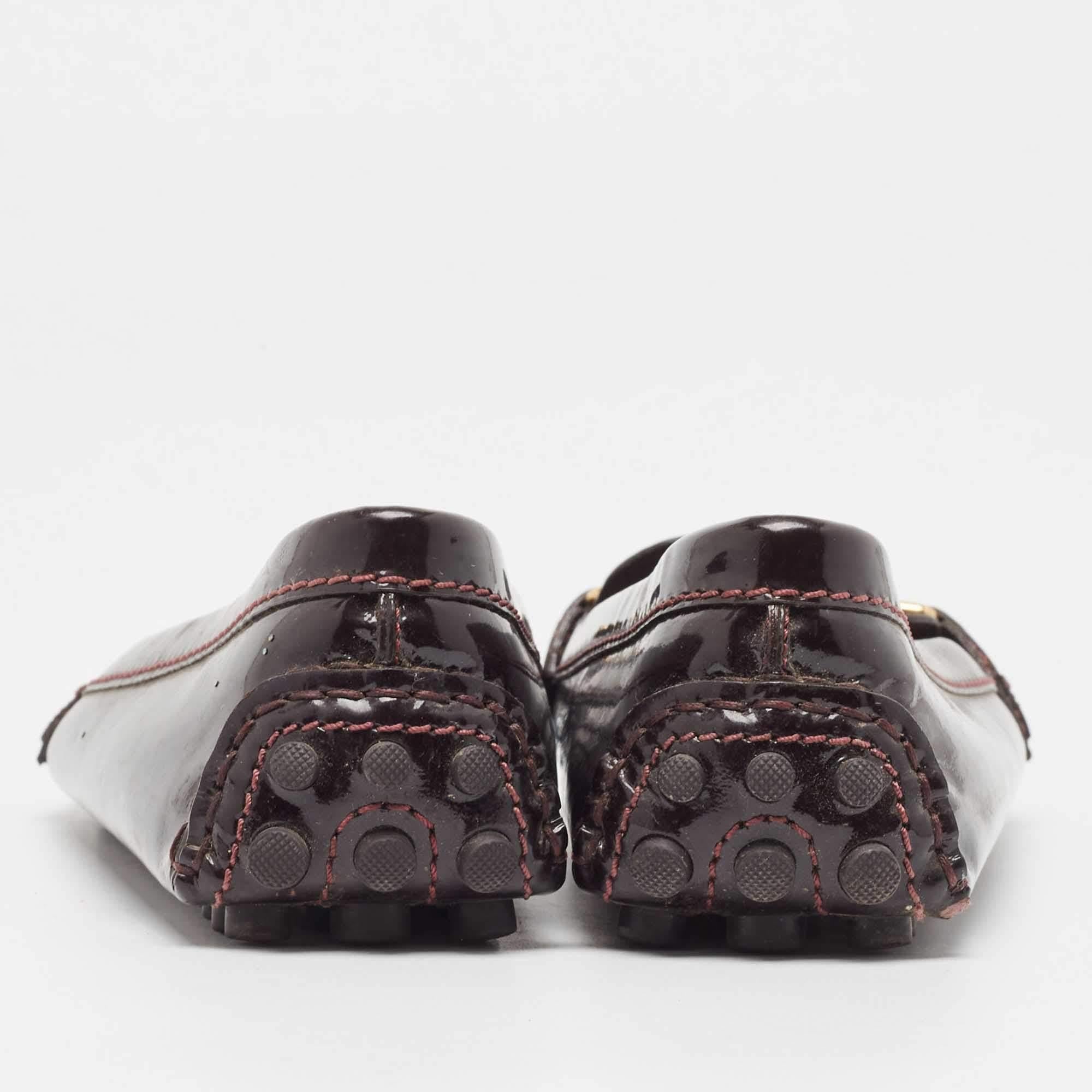 Black Louis Vuitton Burgundy Patent Leather Oxford Loafers Size 36 For Sale