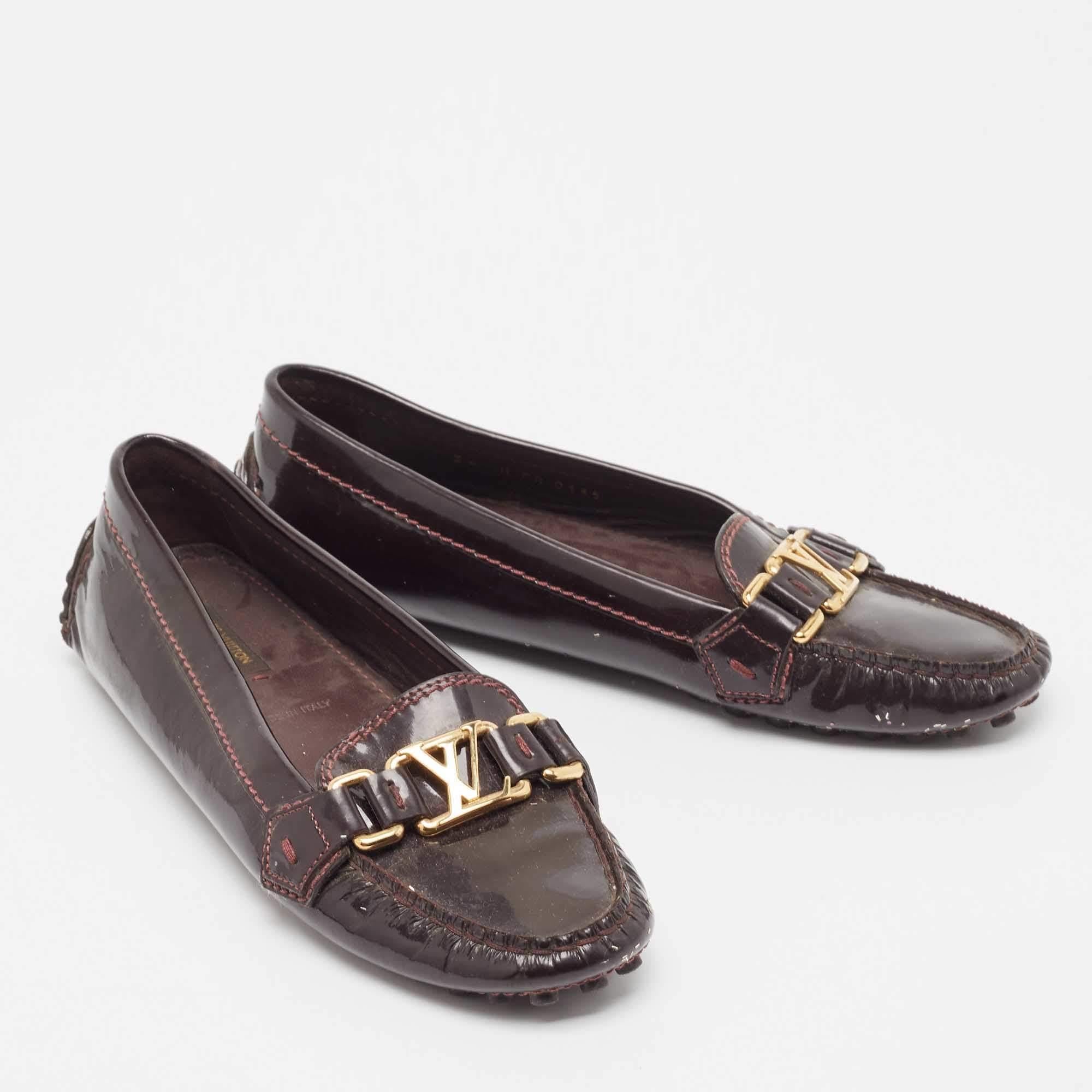 Louis Vuitton Burgundy Patent Leather Oxford Loafers Size 36 For Sale 1