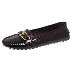 Louis Vuitton Burgundy Patent Leather Oxford Loafers Size 40