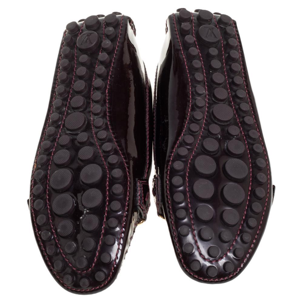 Louis Vuitton Burgundy Patent Leather Oxford Slip On Loafers Size 35 1